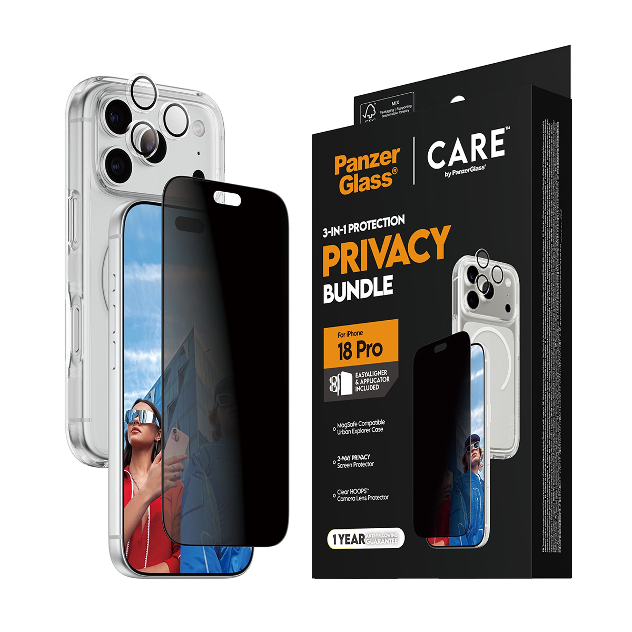 PanzerGlass® | CARE™ by PanzerGlass® Privacy Flagship 3-in-1 Bundle iPhone 18 Pro