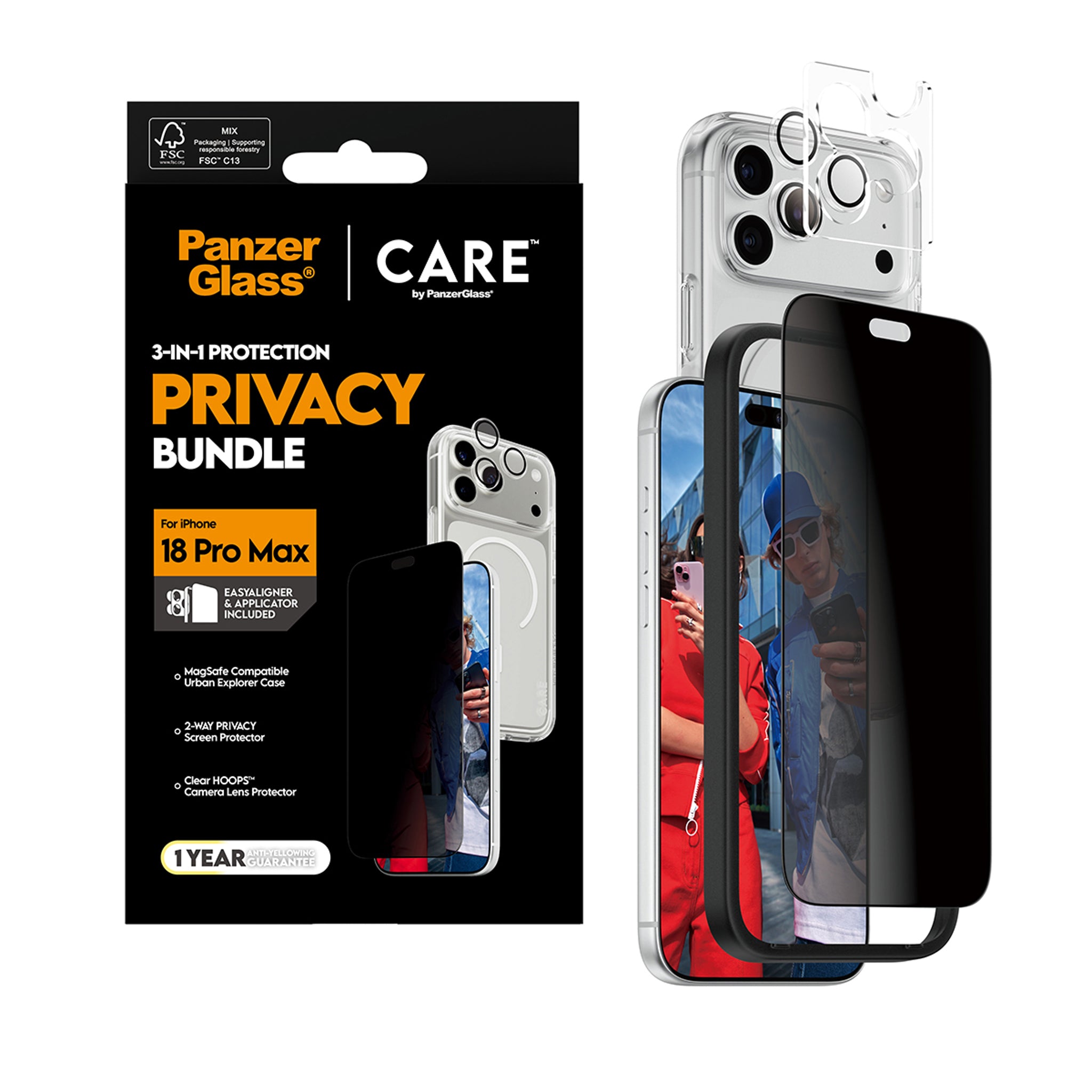 PanzerGlass® | CARE™ by PanzerGlass® Privacy Flagship 3-in-1 Bundle iPhone 18 Pro Max
