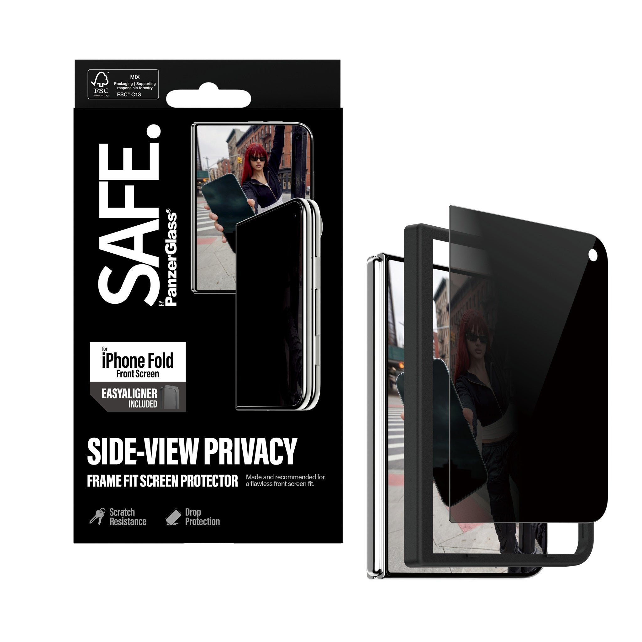 SAFE. by PanzerGlass® 2-Way Privacy Front Screen Protector iPhone 2026 Fold | FRAME FIT w. EasyAligner