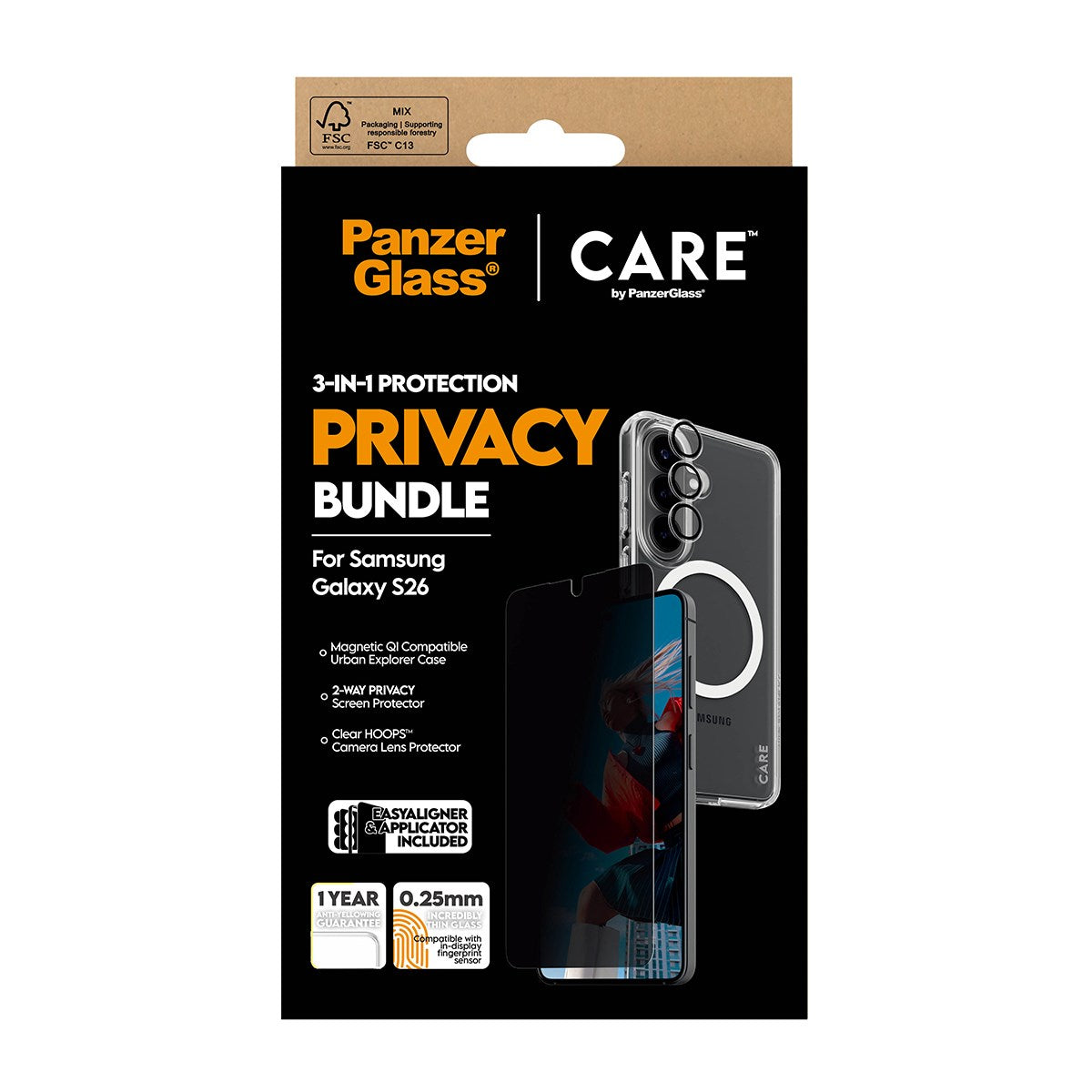 PanzerGlass® | CARE™ by PanzerGlass® Privacy 3-in-1 Bundle Samsung Galaxy S26