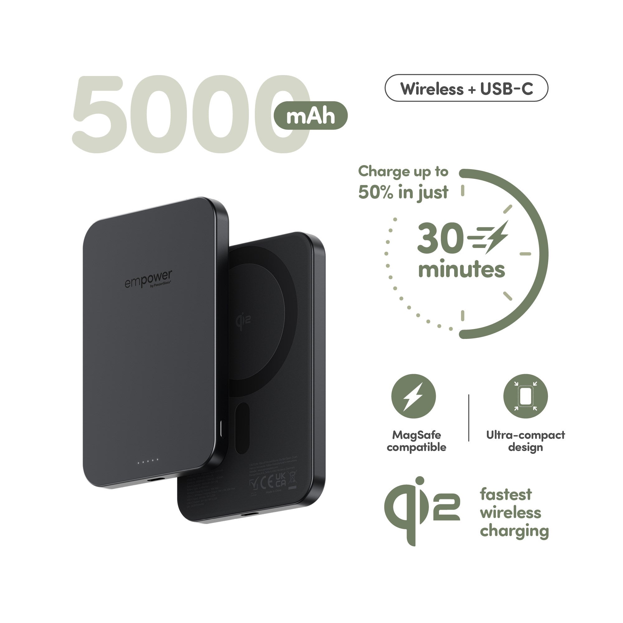 empower™ by PanzerGlass® empower™ Bank | 5000mAh | Space Black