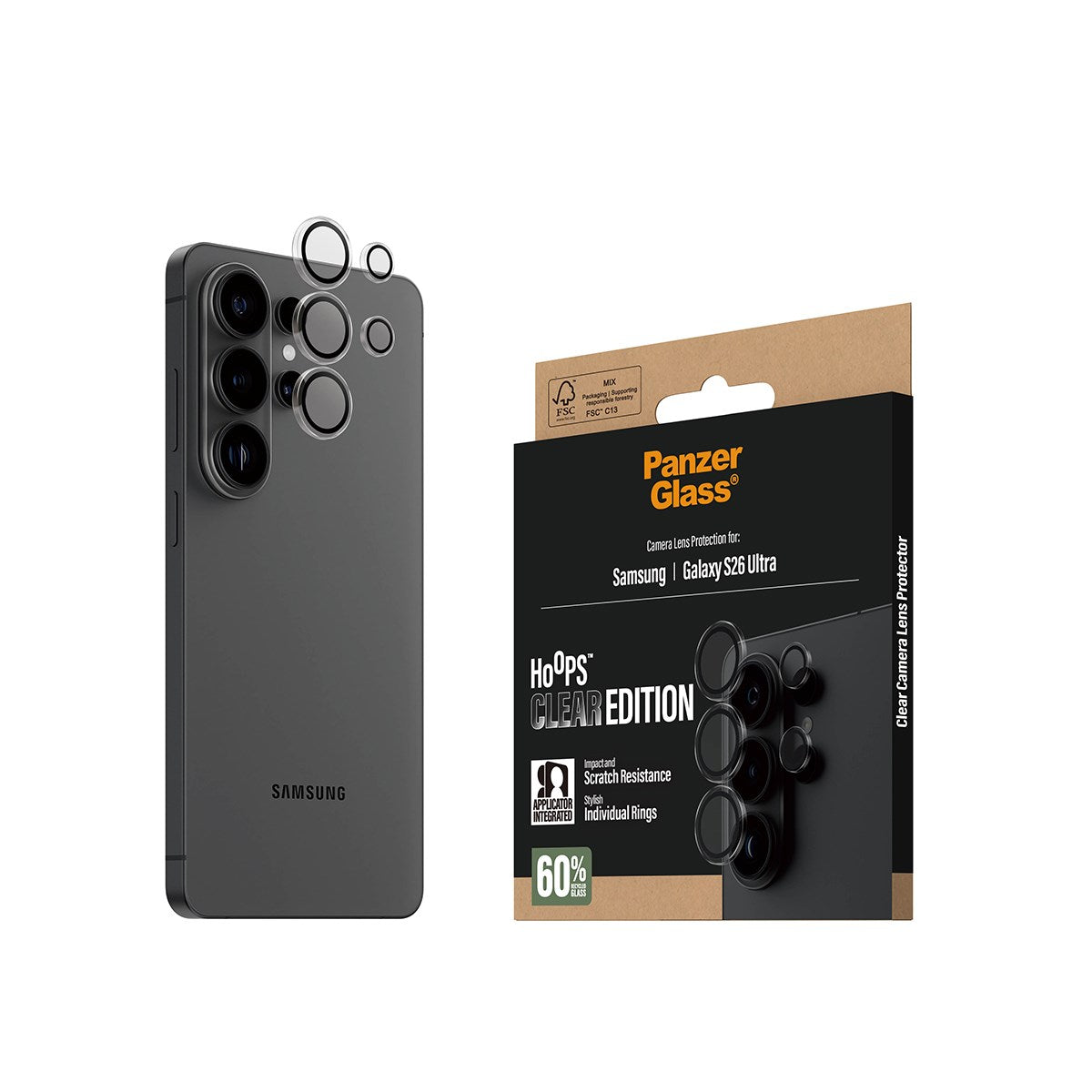 PanzerGlass® Hoops® Camera Lens Protector Transparent Samsung Galaxy S26 Ultra