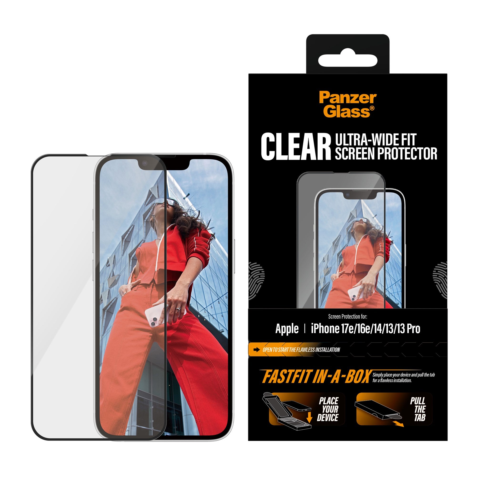 PanzerGlass® Screen Protector iPhone 17e | 16e | 14 | 13 | 13 Pro | Ultra-Wide Fit w. FASTFIT IN-A-BOX