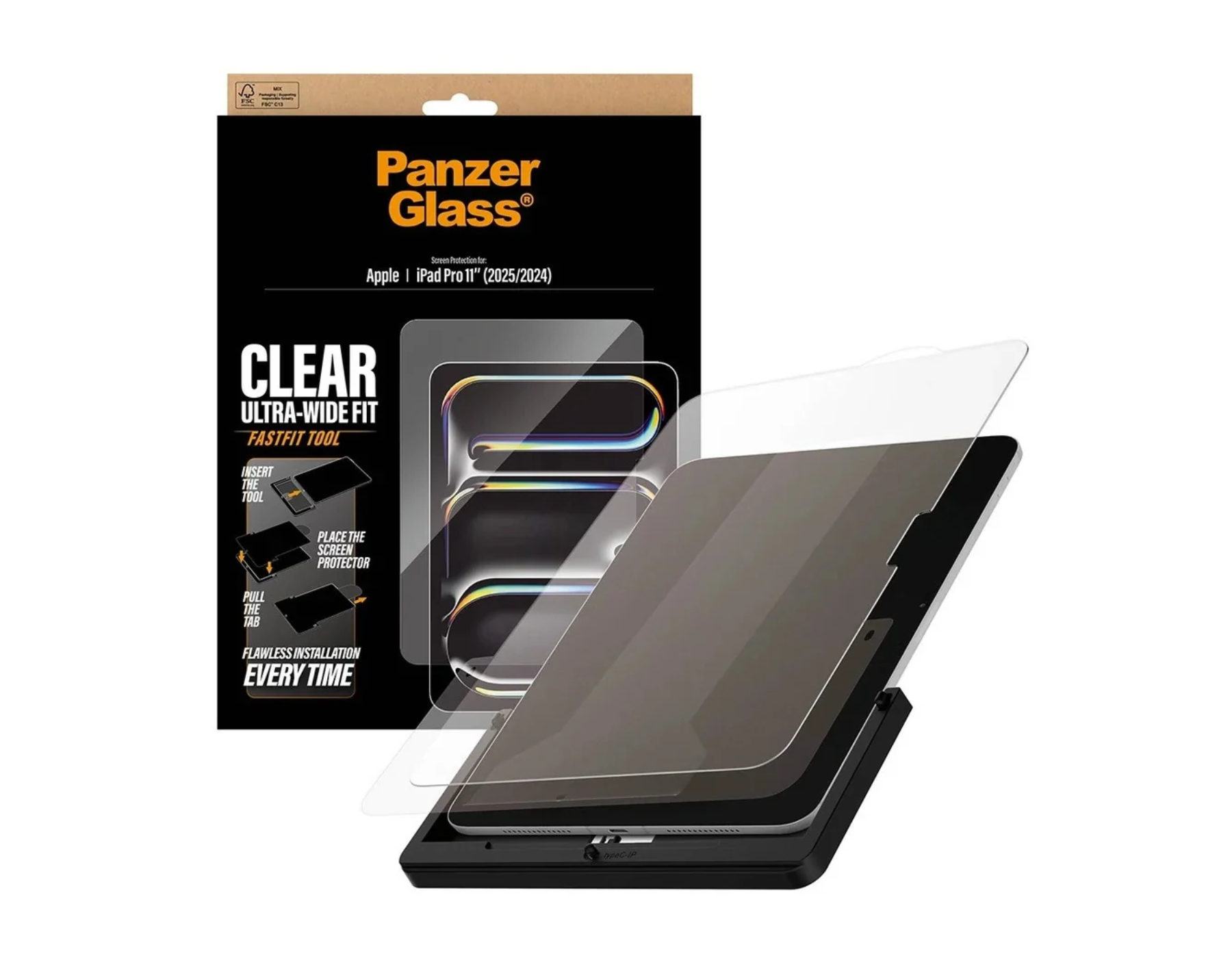 PanzerGlass® iPad Installation Screen Protector w. Fastfit tool