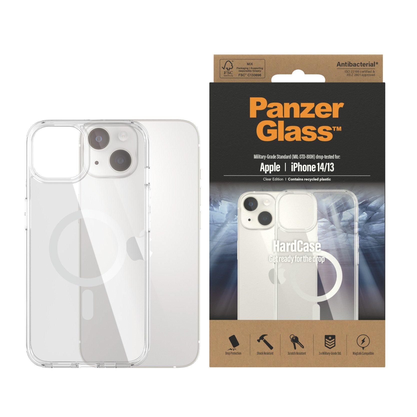 PanzerGlass® HardCase Transparent w. White MagSafe iPhone 14 PanzerGlass® HardCase Transparent w. White MagSafe iPhone 14