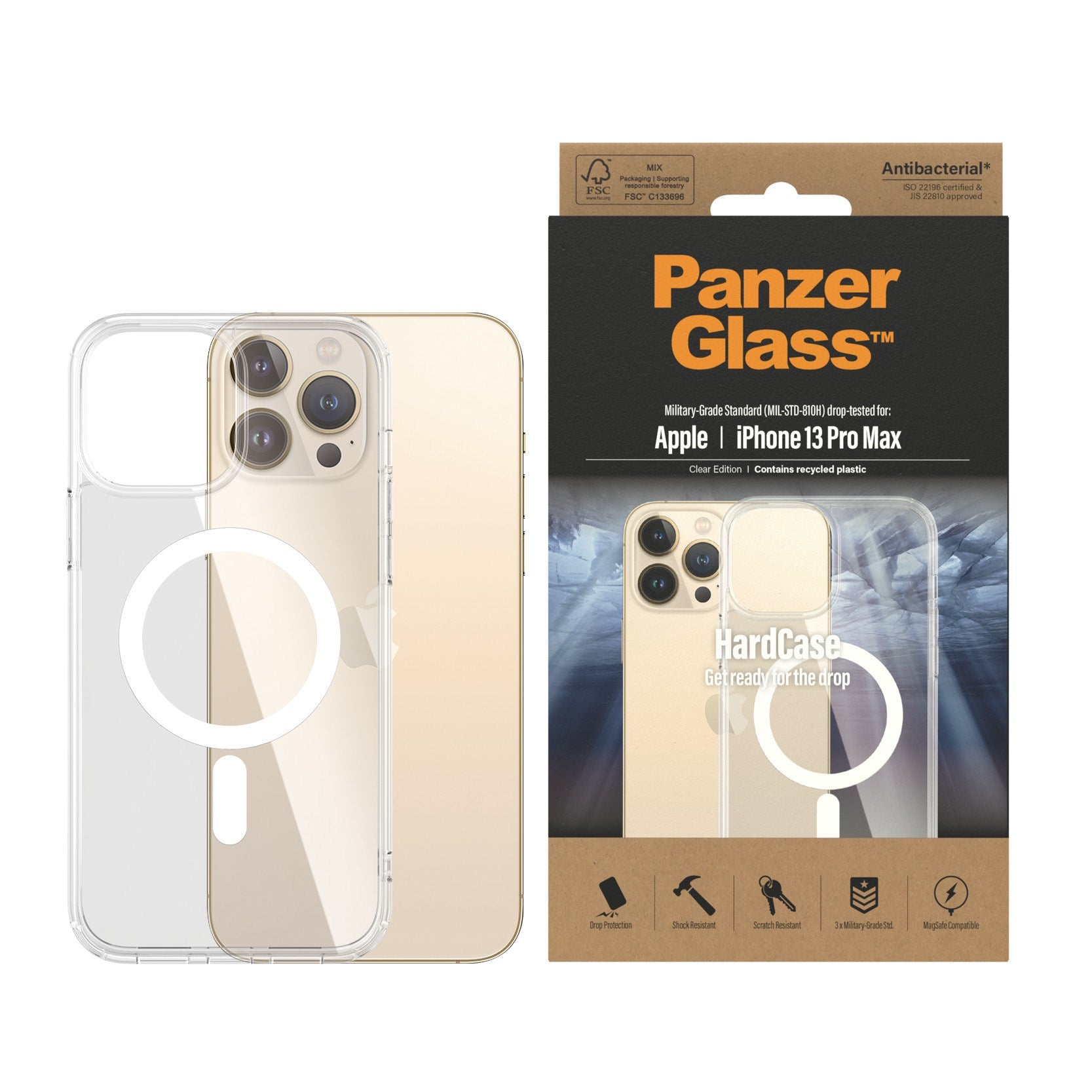 PanzerGlass® HardCase Transparent w. White MagSafe iPhone 13 Pro Max