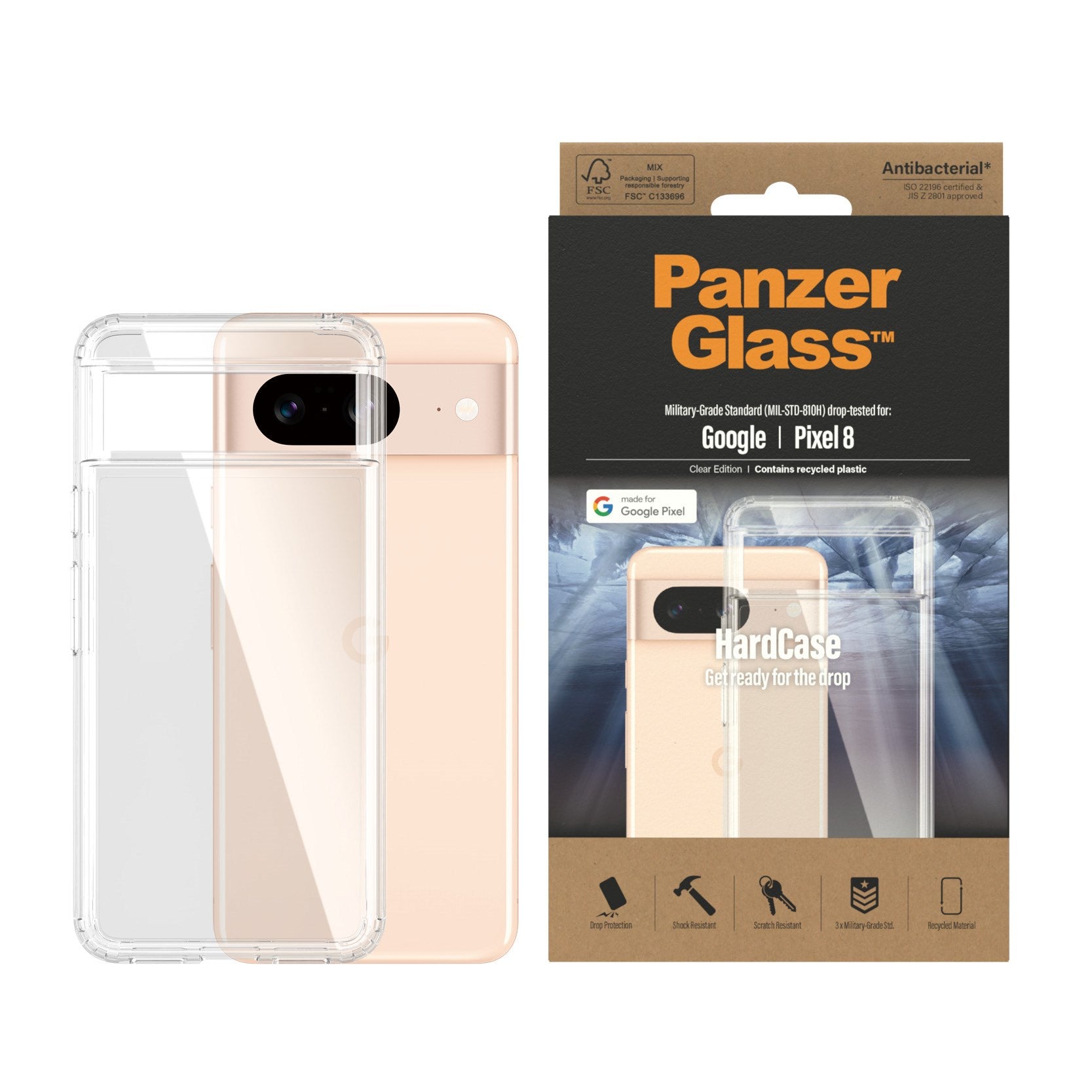 thumbnail image 2 of Clear TPU Case + 9H Tempered Glass Screen Protector For Google Pixel 8 - Ultra Slim 2 of 4