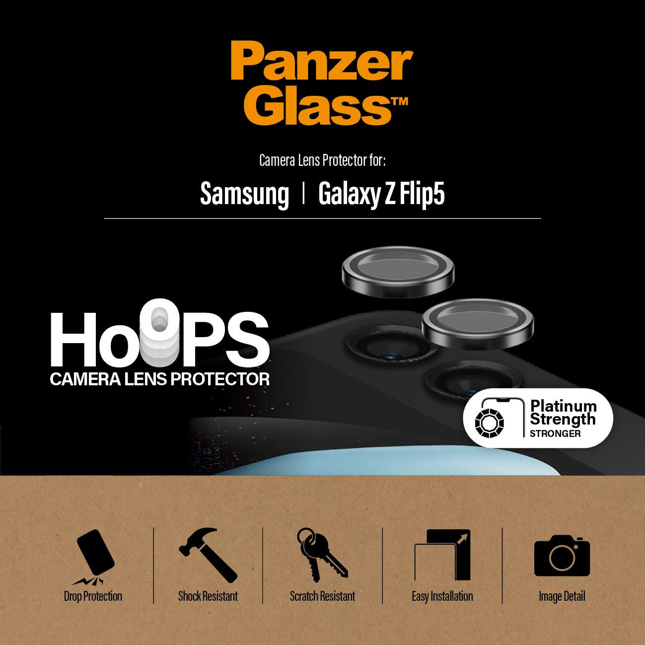PanzerGlass® Hoops® Camera Lens Protector Black Samsung Galaxy Z Flip5 5G