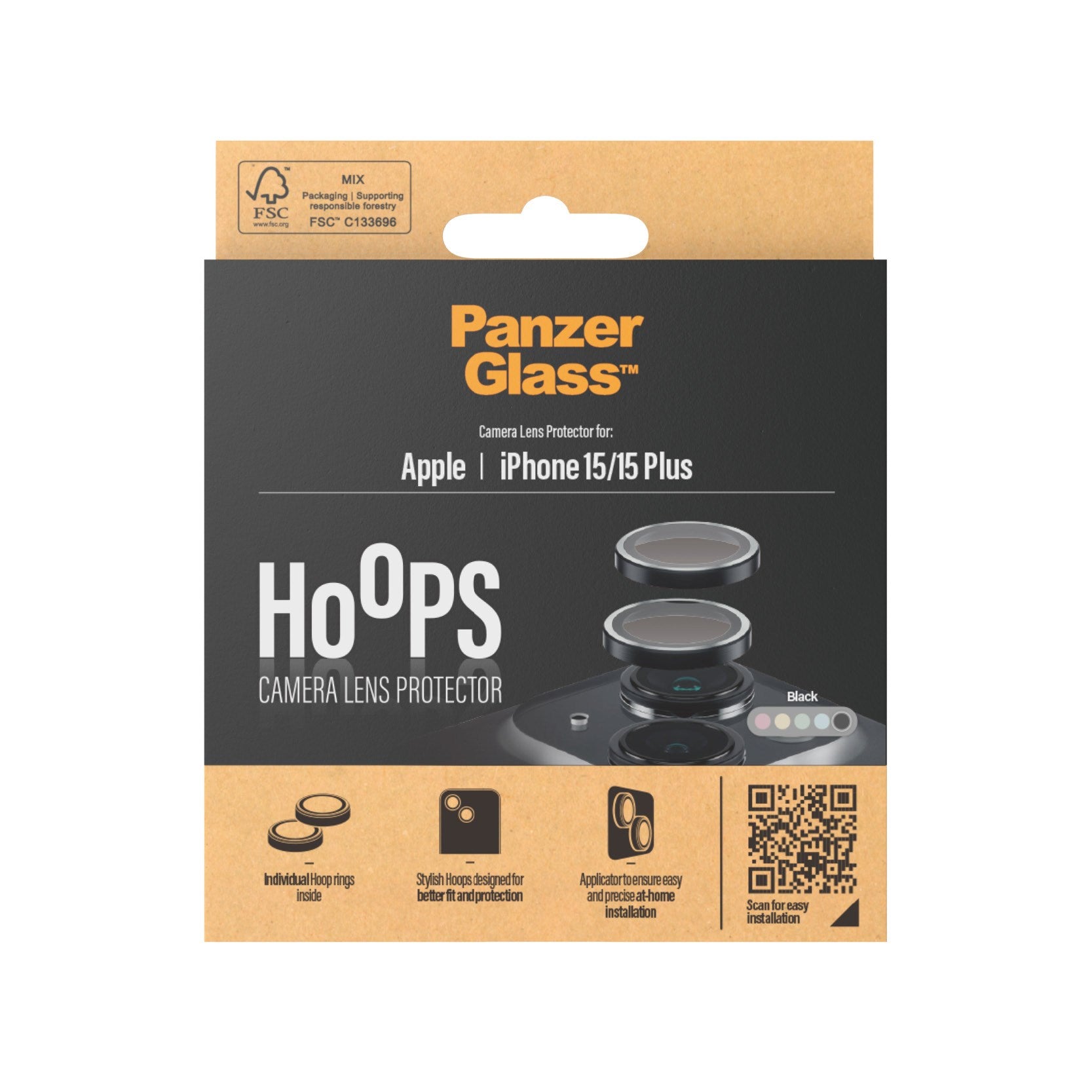 PanzerGlass® Hoops® Camera Lens Protector Black iPhone 15 | 15 Plus