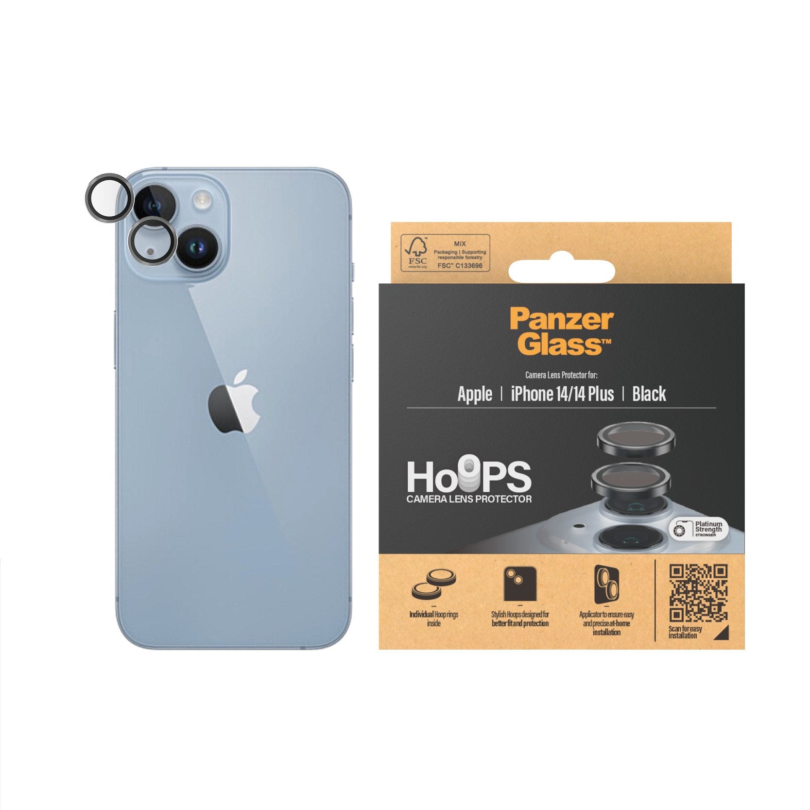 PanzerGlass® Hoops® Camera Lens Protector Black iPhone 14 | 14 Plus