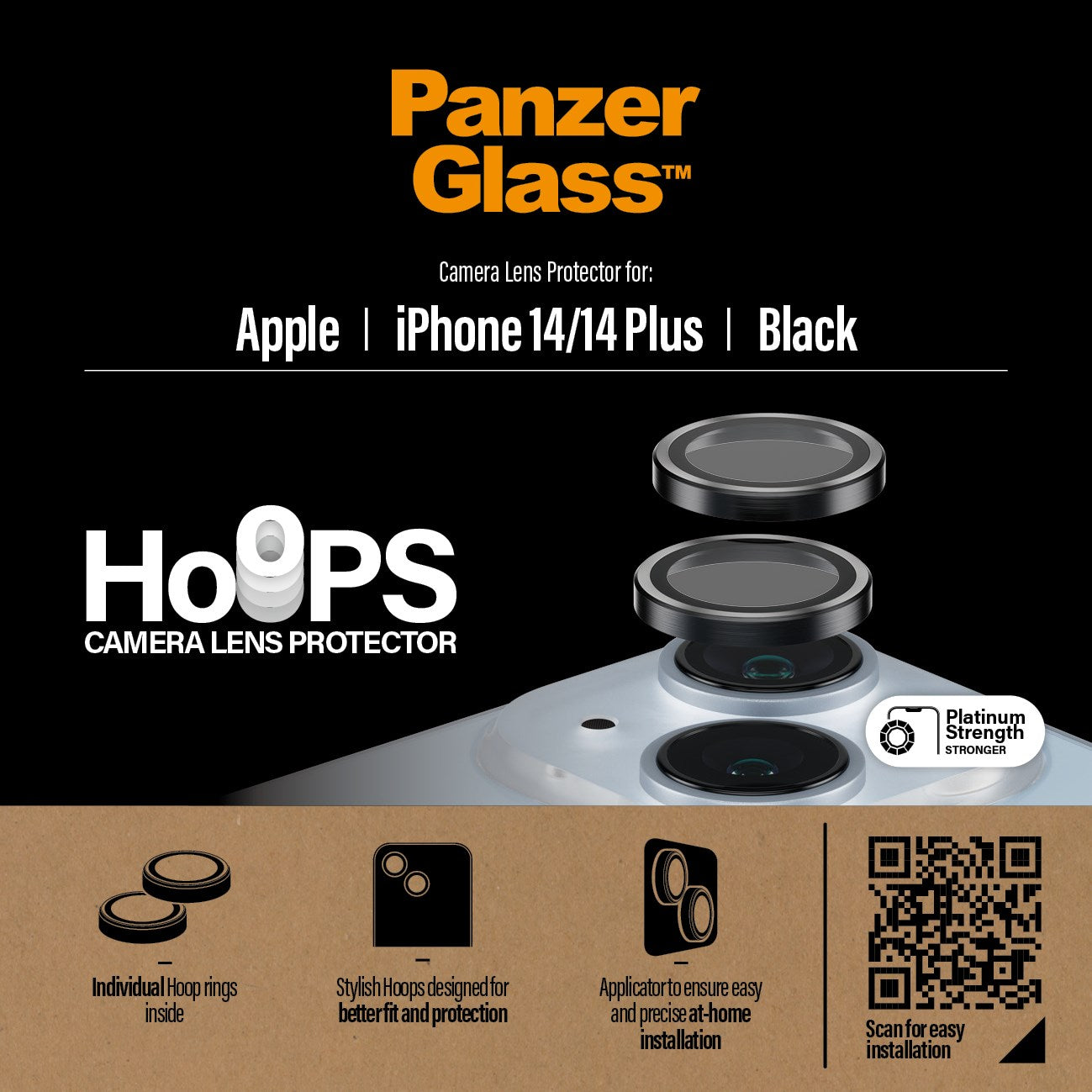 PanzerGlass® Hoops® Camera Lens Protector Black iPhone 14 | 14 Plus
