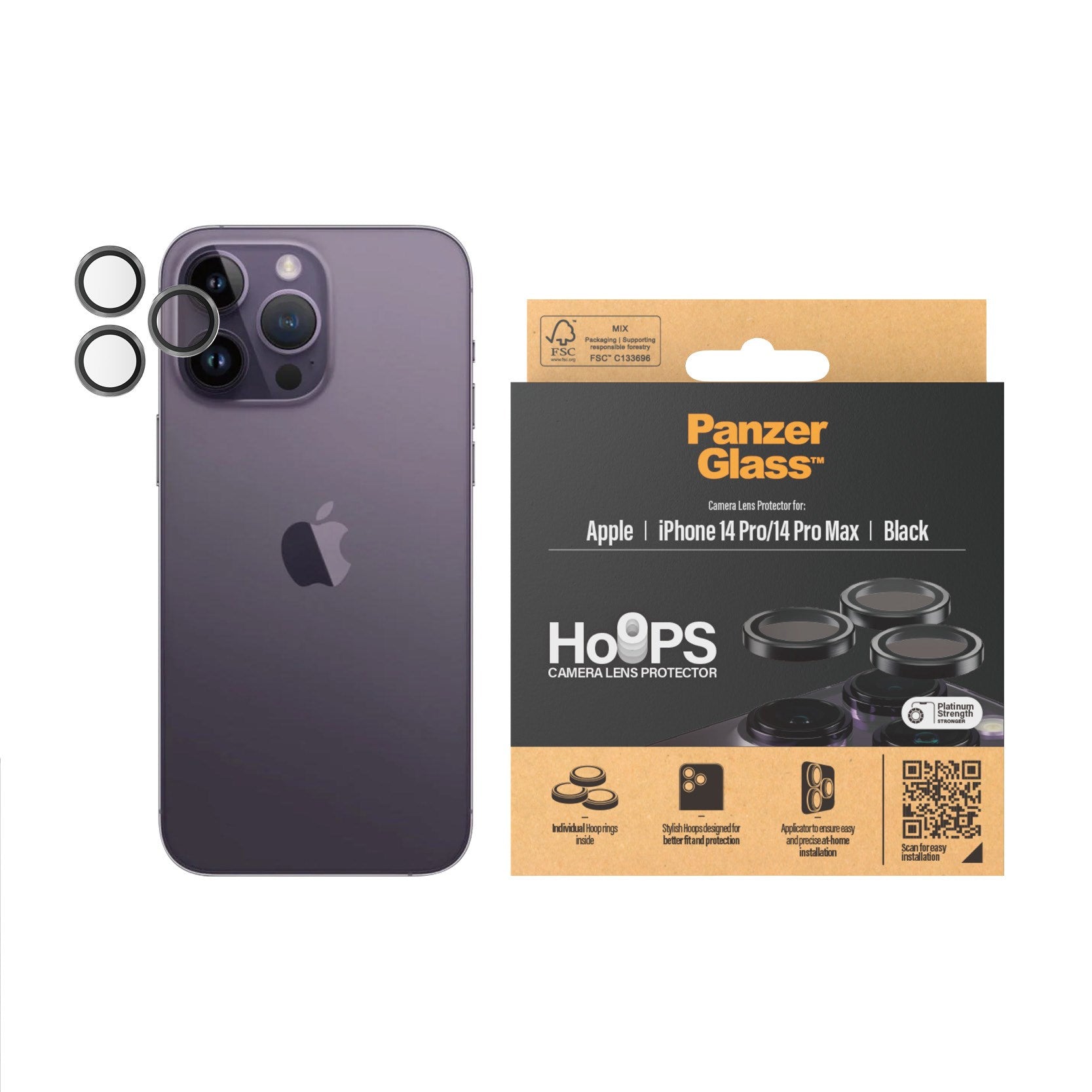 PanzerGlass® Hoops® Camera Lens Protector Black iPhone 14 Pro | 14 Pro Max