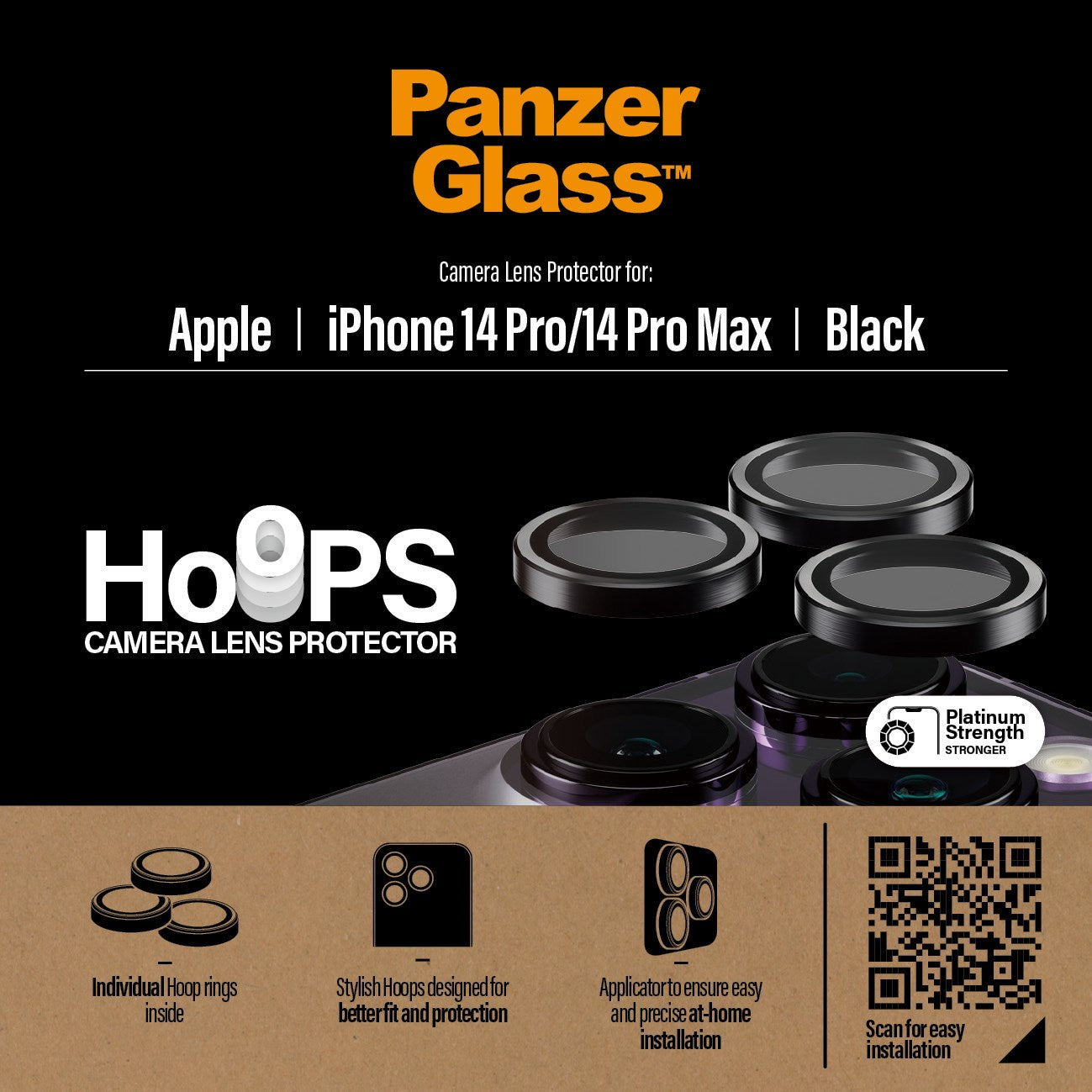 PanzerGlass® Hoops® Camera Lens Protector Black iPhone 14 Pro | 14 Pro Max