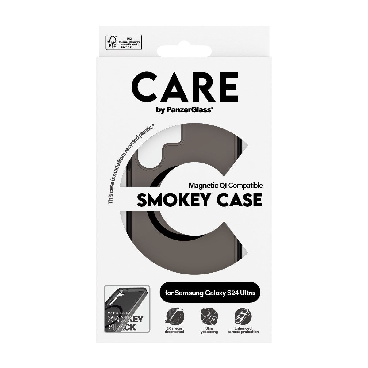 CARE by PanzerGlass® Urban Combat Case Smokey w. Black Qi Compatible Samsung Galaxy S24 Ultra