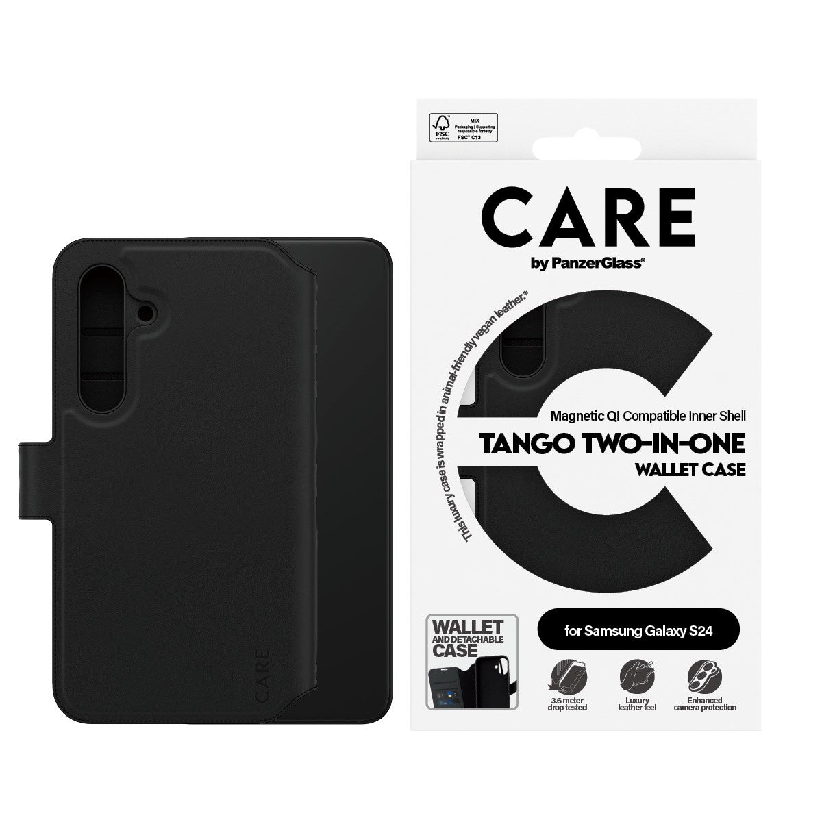 CARE by PanzerGlass® Tango Two-in-One Wallet Case w. Qi Compatible Samsung Galaxy S24