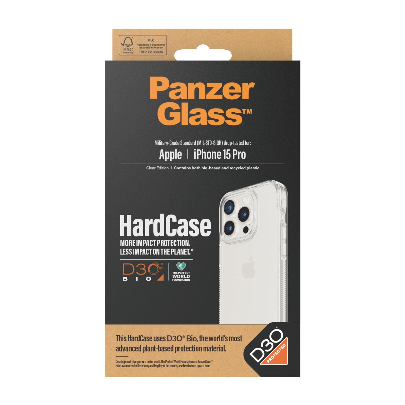 PanzerGlass® HardCase Transparent w. D3O® iPhone 15 Pro