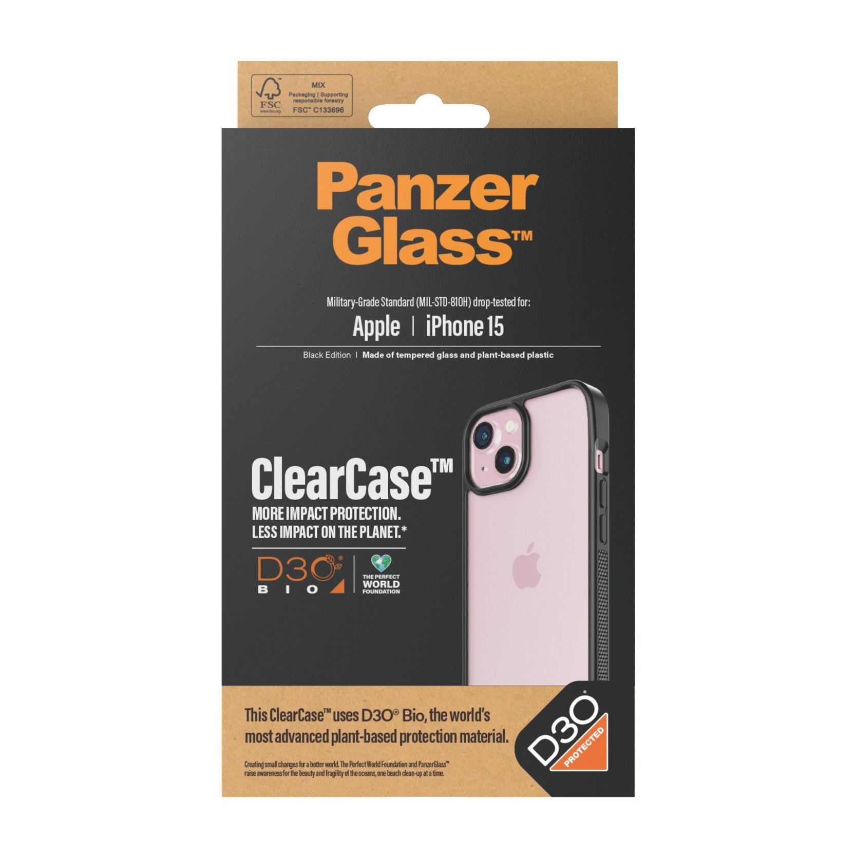 PanzerGlass® ClearCase Transparent & D3O® iPhone 15