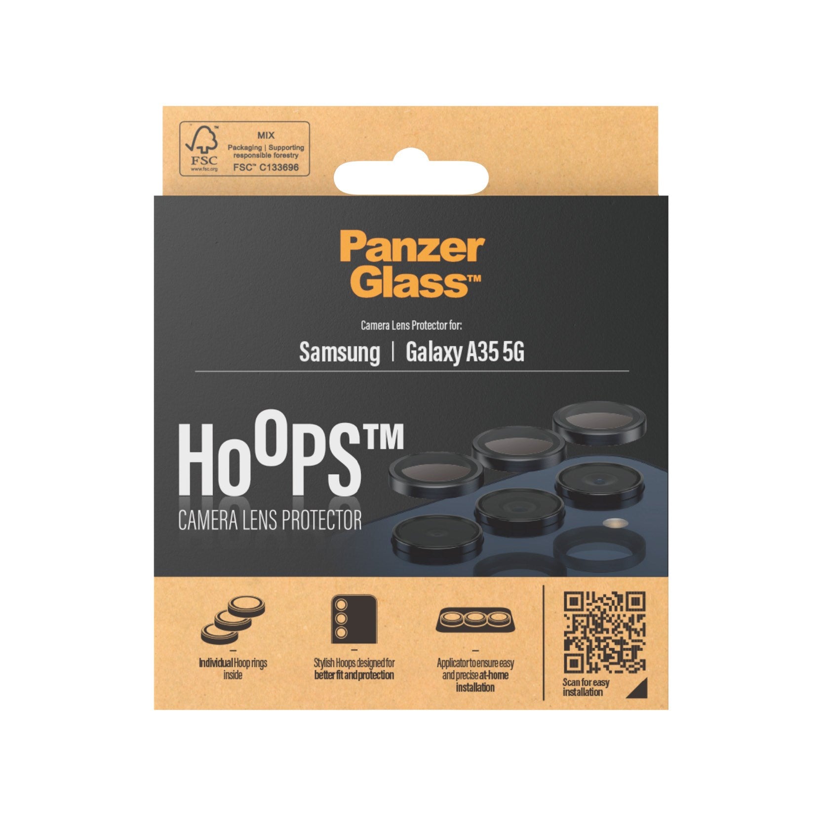 PanzerGlass® Hoops® Camera Lens Protector Black Samsung Galaxy A35 5G