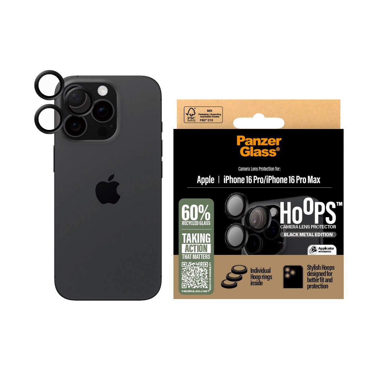 PanzerGlass® Hoops® Camera Lens Protector Black iPhone 16 Pro | 16 Pro Max