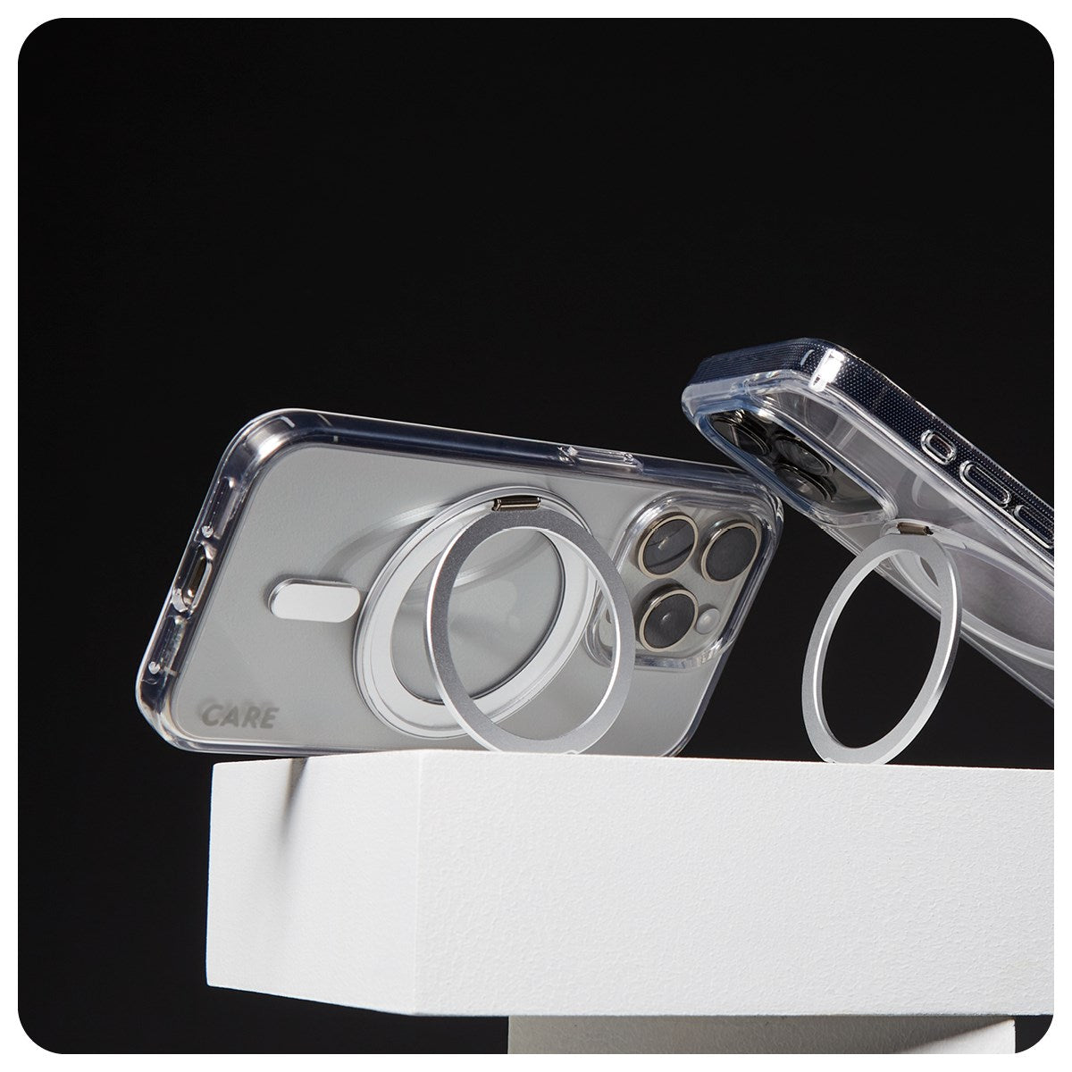 CARE by PanzerGlass® Case Transparent w. Silver Kickstand & MagSafe iPhone 16