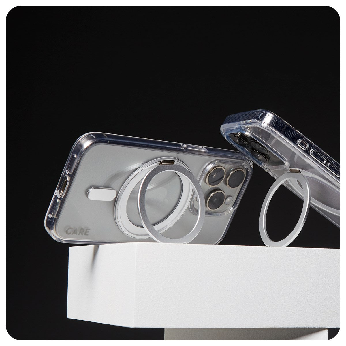 CARE by PanzerGlass® Case Transparent w. Silver Kickstand & MagSafe iPhone 16 Pro Max