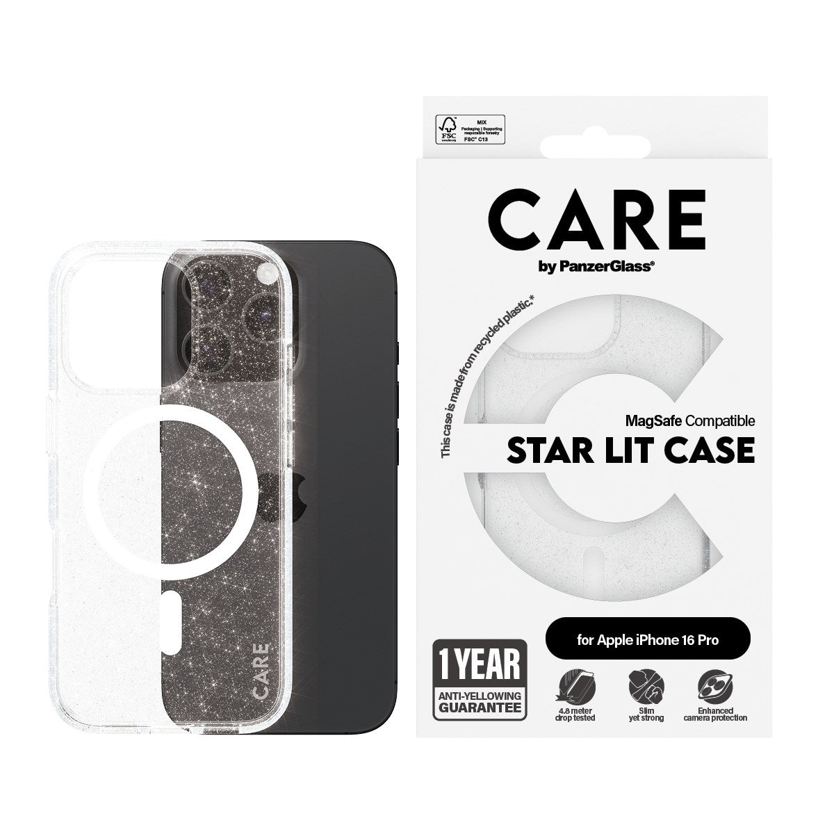 CARE by PanzerGlass® Urban Combat Case Star Lit w. White MagSafe iPhone 16 Pro