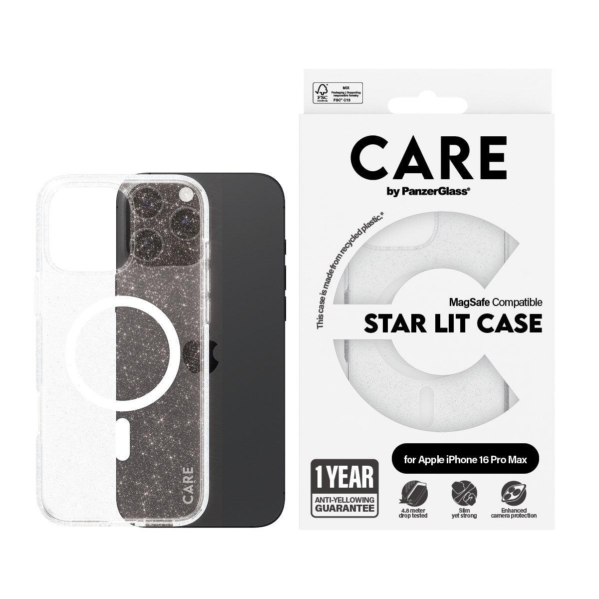 CARE by PanzerGlass® Urban Combat Case Star Lit w. White MagSafe iPhone 16 Pro Max