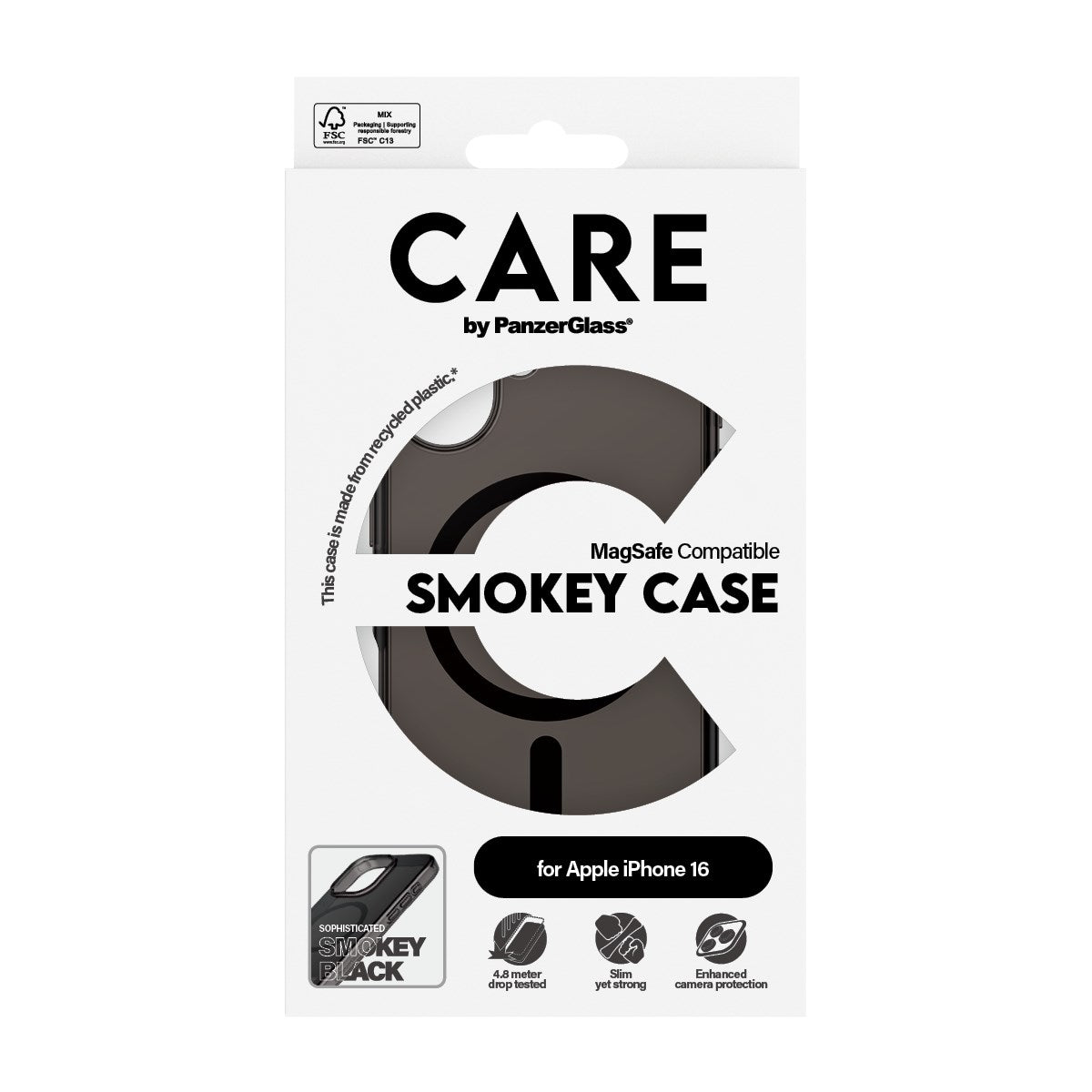 CARE by PanzerGlass® Urban Combat Case Smokey w. Black MagSafe iPhone 16