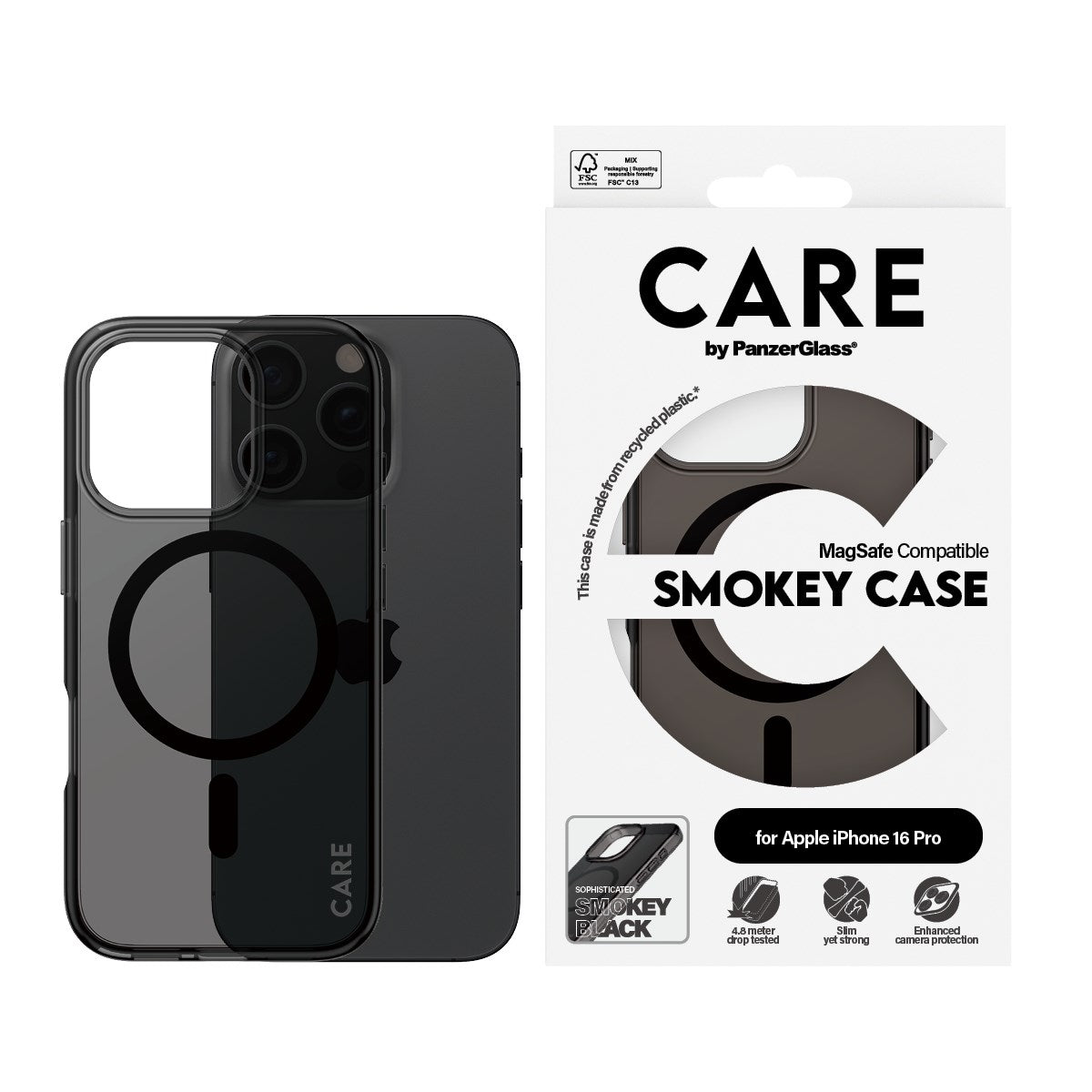 CARE by PanzerGlass® Urban Combat Case Smokey w. Black MagSafe iPhone 16 Pro
