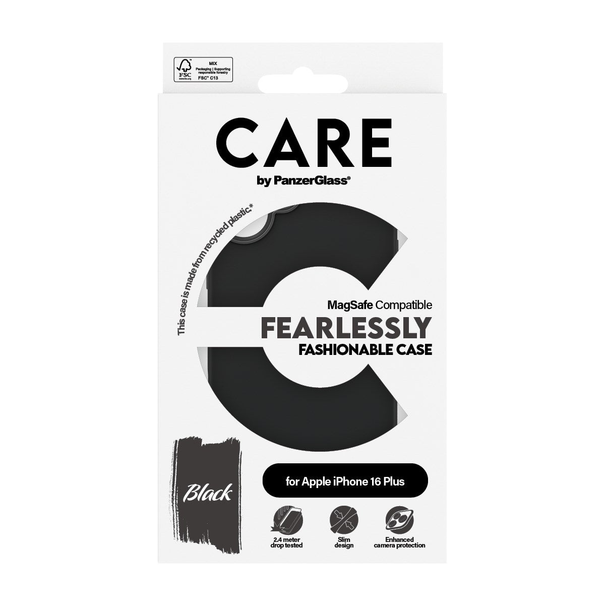 CARE by PanzerGlass® Case Black w. MagSafe iPhone 16 Plus