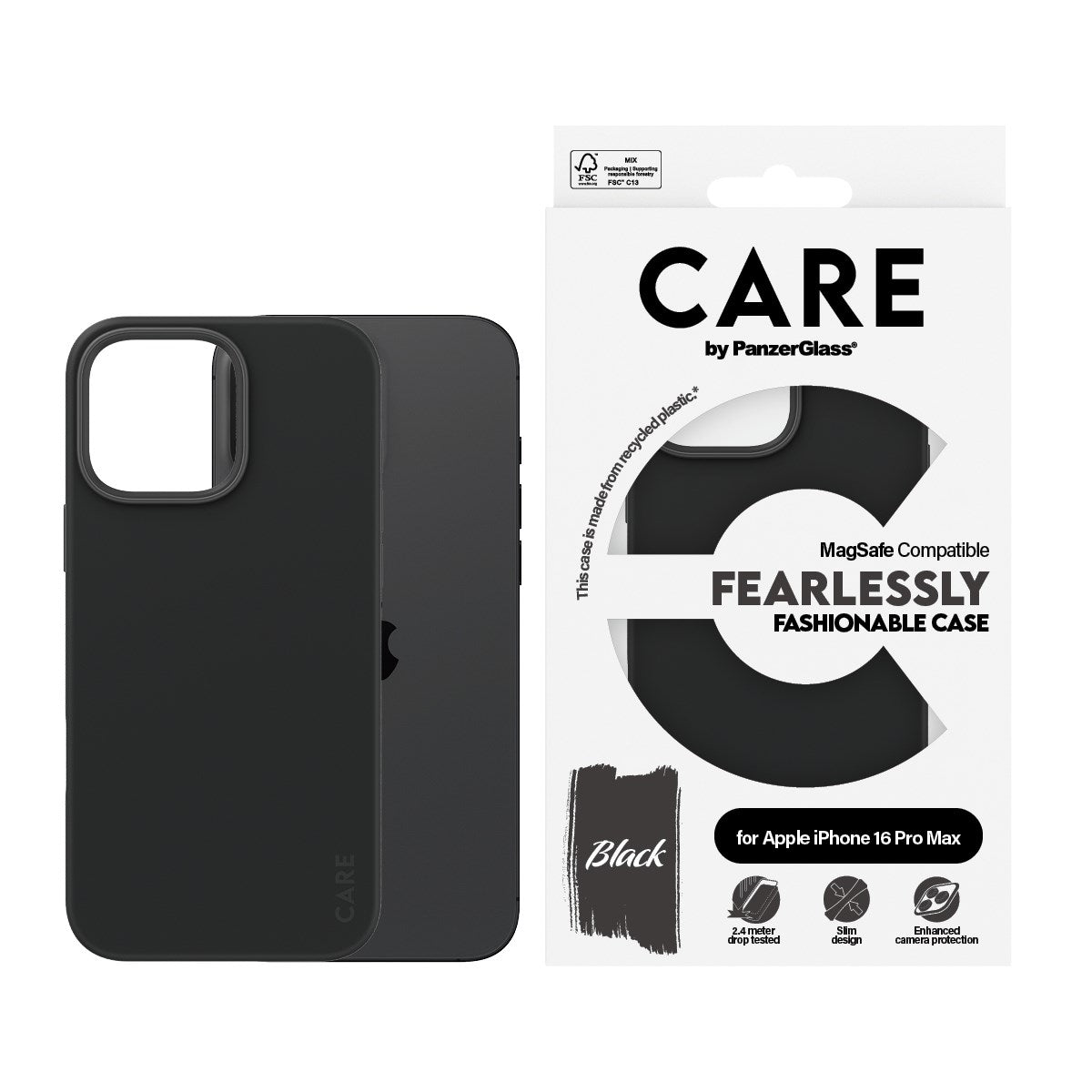 CARE by PanzerGlass® Case Black w. MagSafe iPhone 16 Pro Max