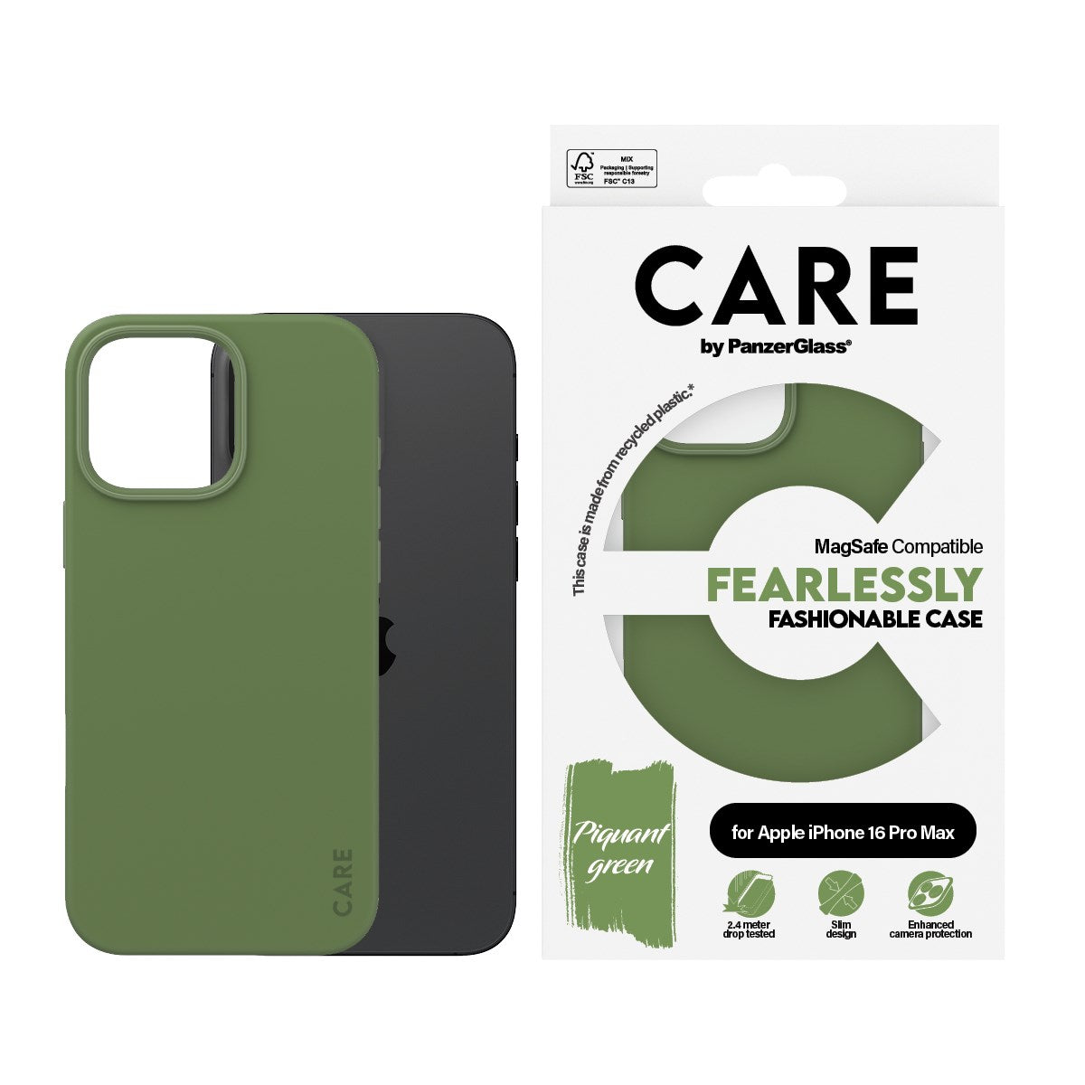 CARE by PanzerGlass® Case Green w. MagSafe iPhone 16 Pro Max