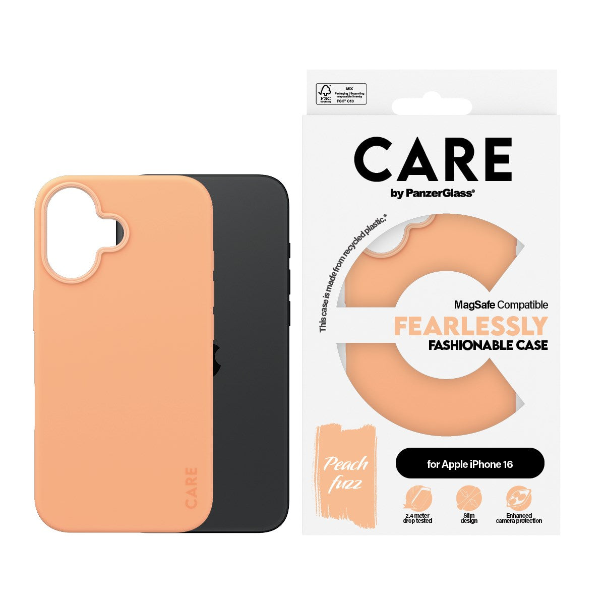 CARE by PanzerGlass® Case Peachy w. MagSafe iPhone 16