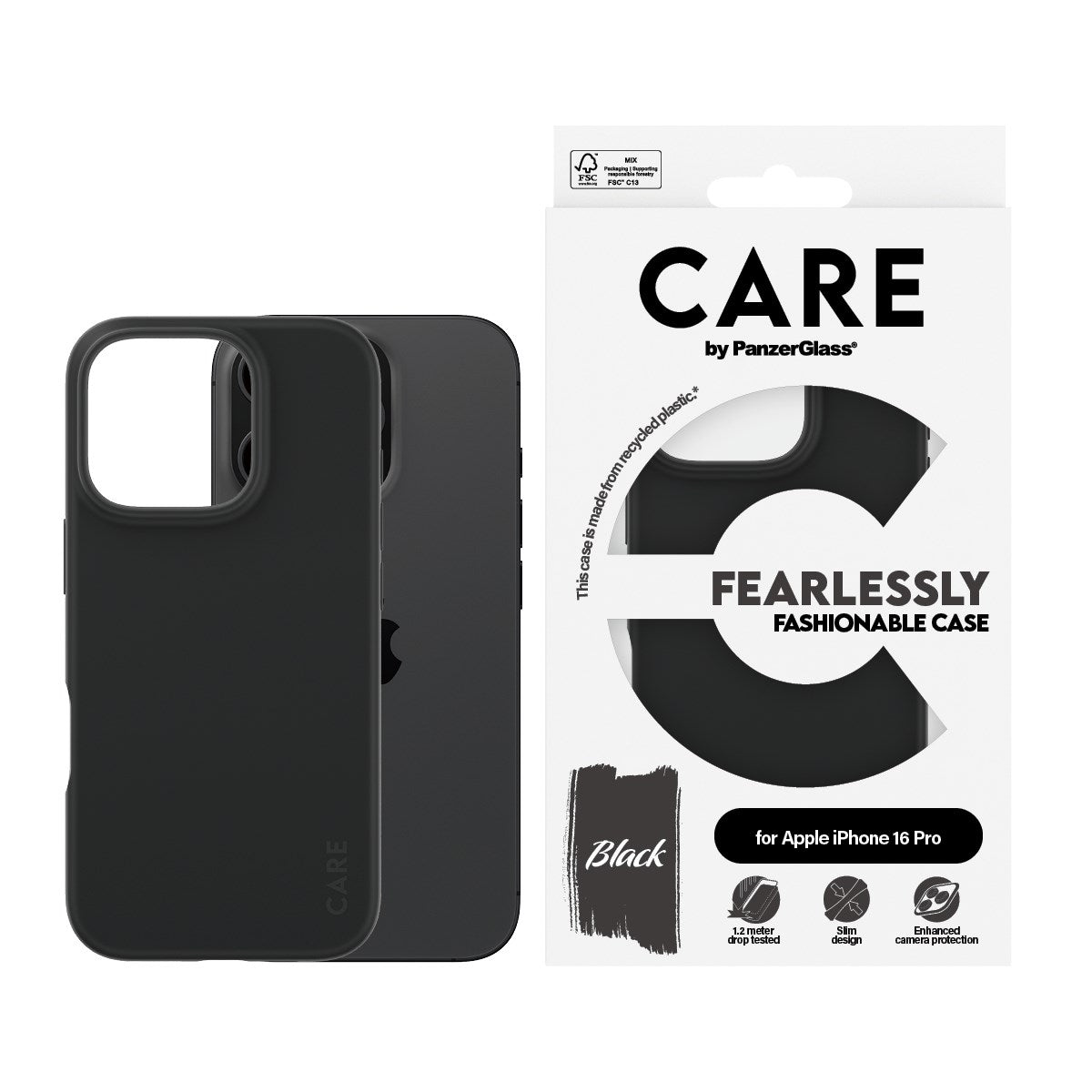 CARE by PanzerGlass® Case Black iPhone 16 Pro