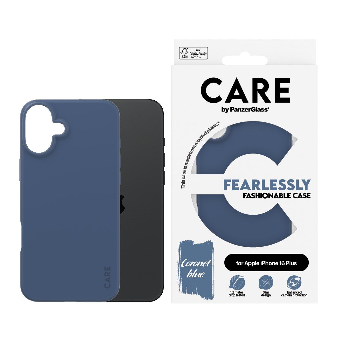 CARE by PanzerGlass® Case Blue iPhone 16 Plus