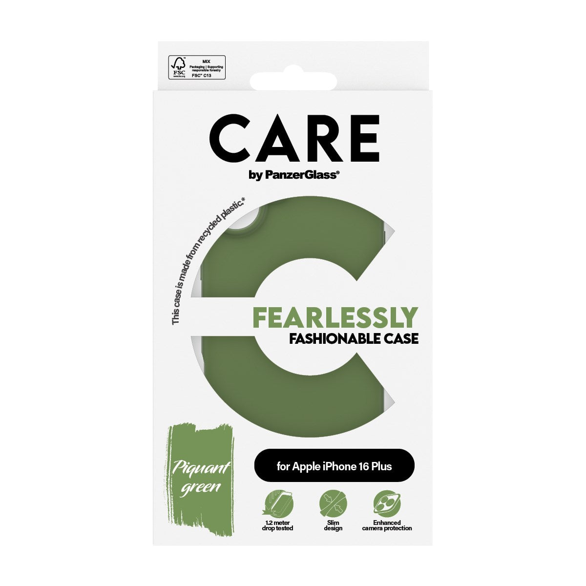 CARE by PanzerGlass® Case Green iPhone 16 Plus