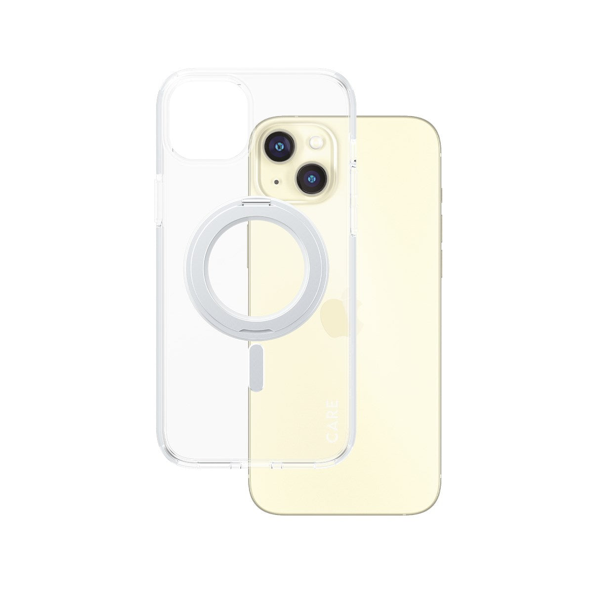 CARE™ by PanzerGlass® Case Transparent w. Silver Kickstand & MagSafe iPhone 15 Plus