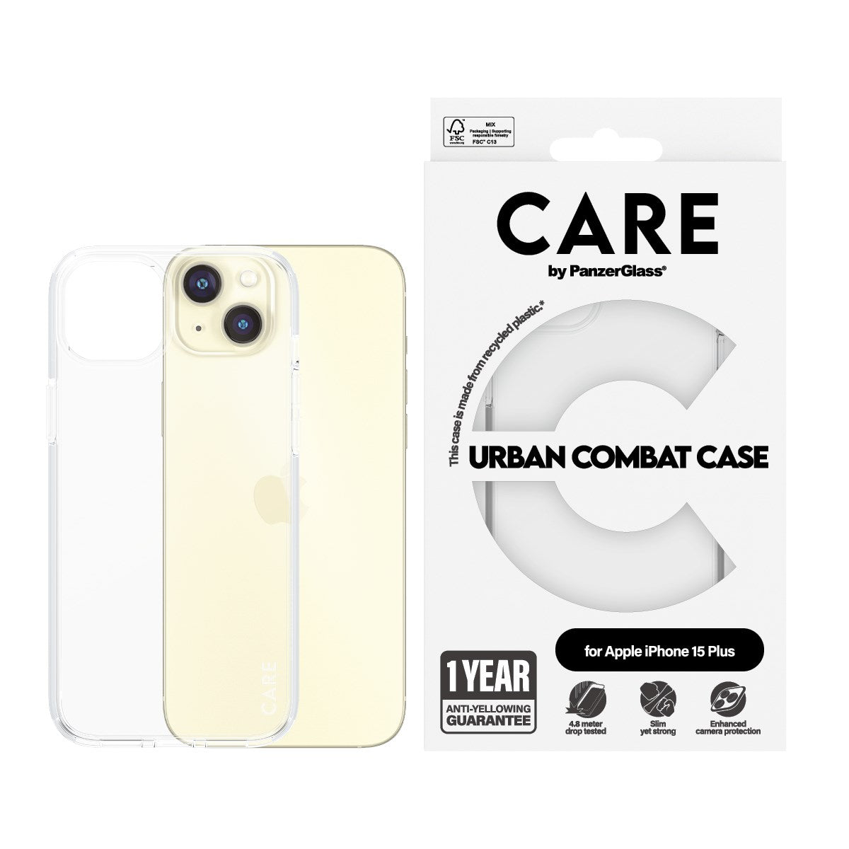 CARE by PanzerGlass® Urban Combat Case Transparent iPhone 15 Plus