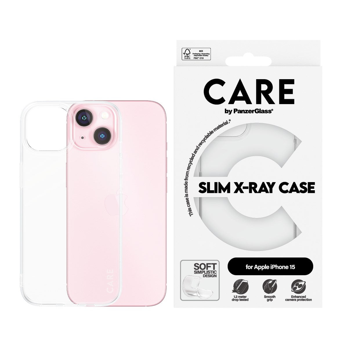 CARE by PanzerGlass® Fashionable Case Transparent X-Ray Soft Basic iPhone 15