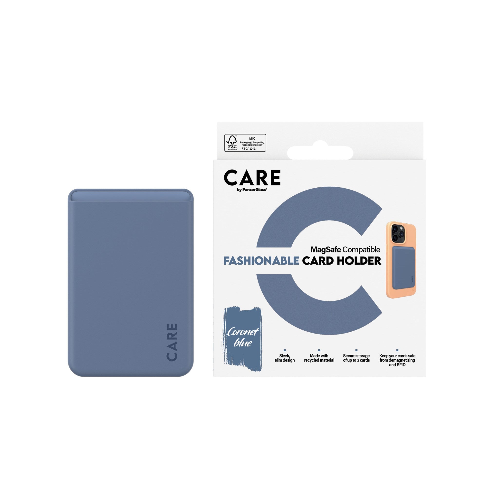 CARE by PanzerGlass® Card Holder Blue iPhone
