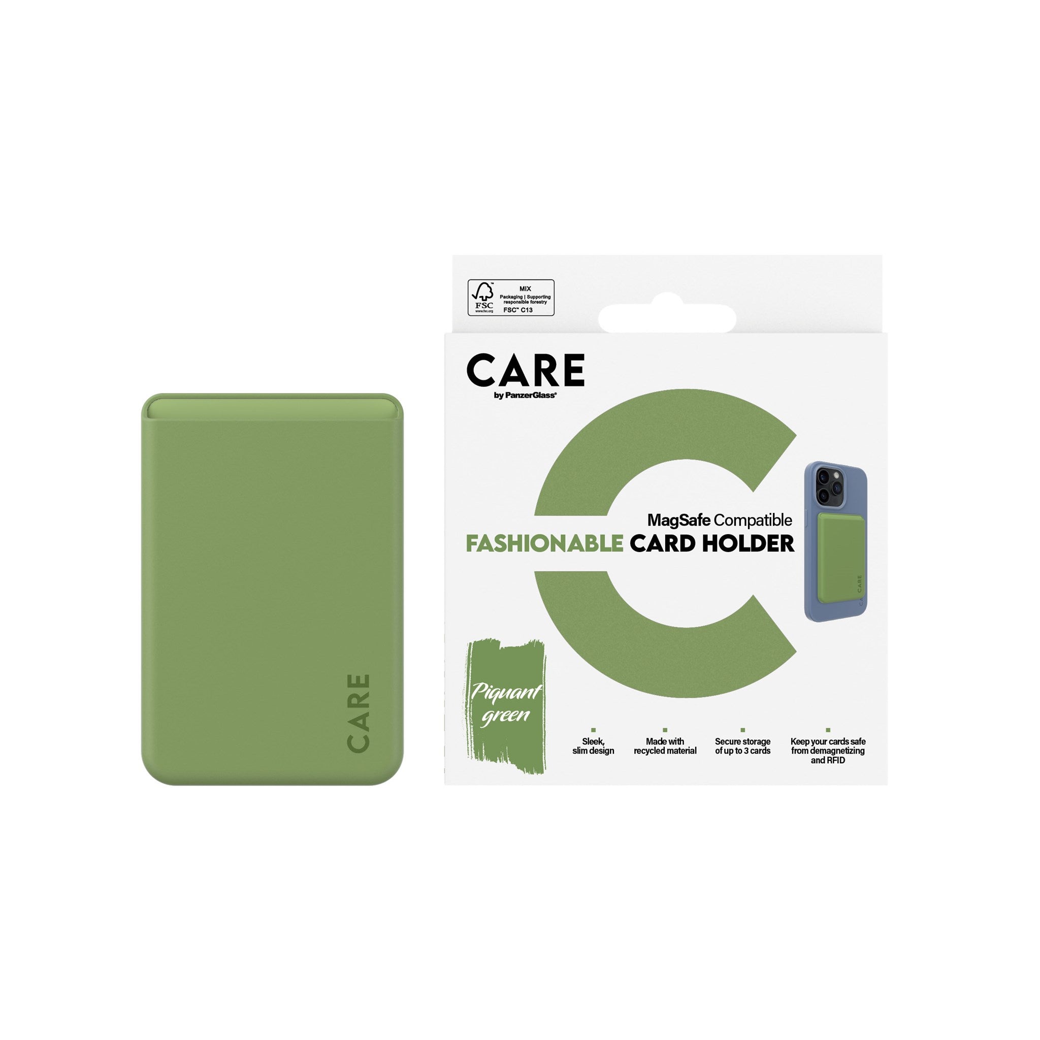 CARE by PanzerGlass® Card Holder Green iPhone