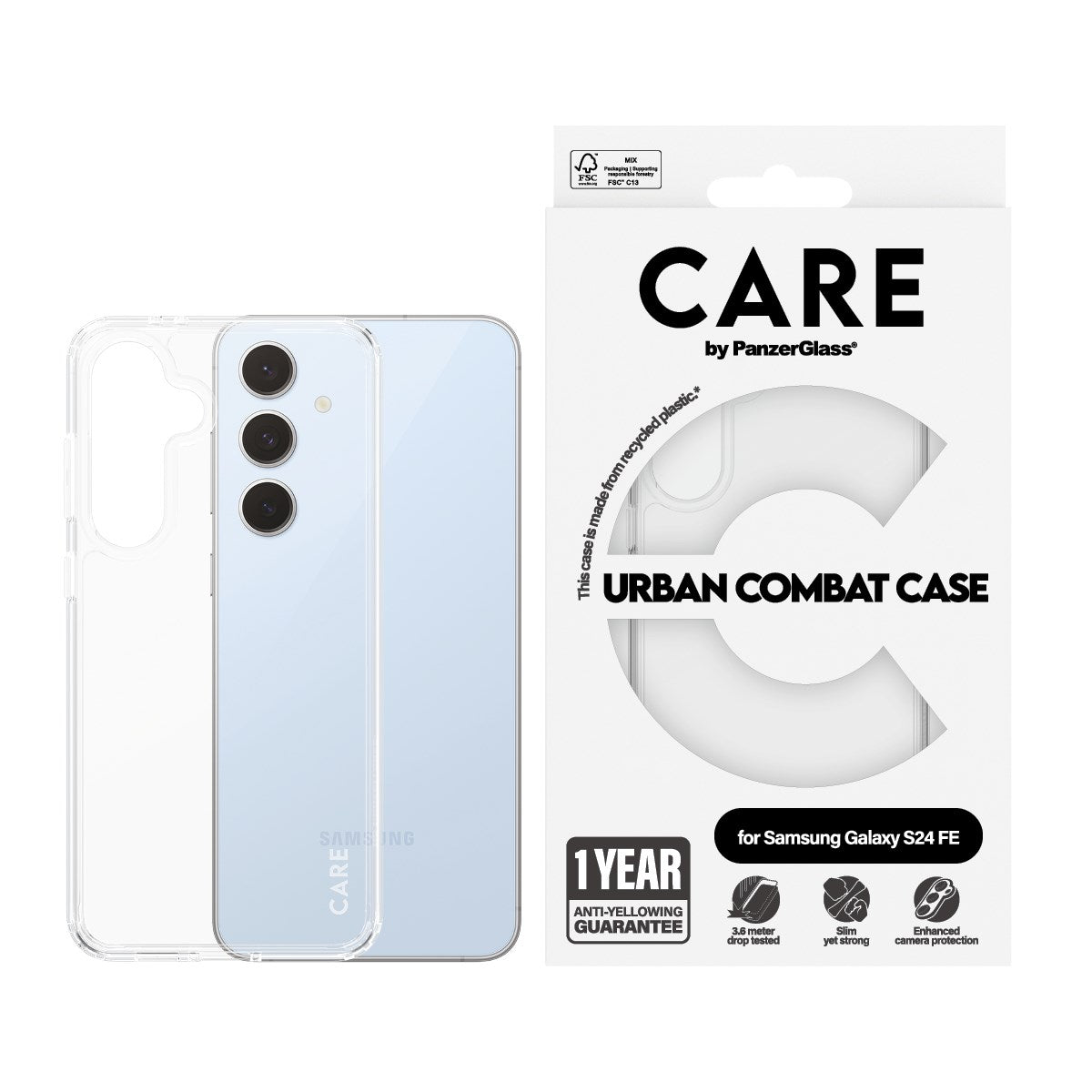 CARE by PanzerGlass® Urban Combat Case Transparent Samsung Galaxy S24 FE 5G