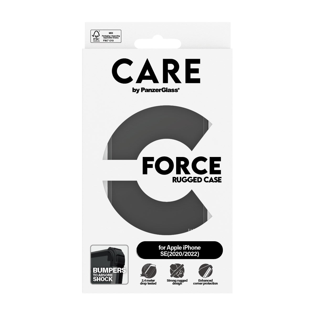 CARE by PanzerGlass® Case Black FORCE iPhone SE (2020, 2022)