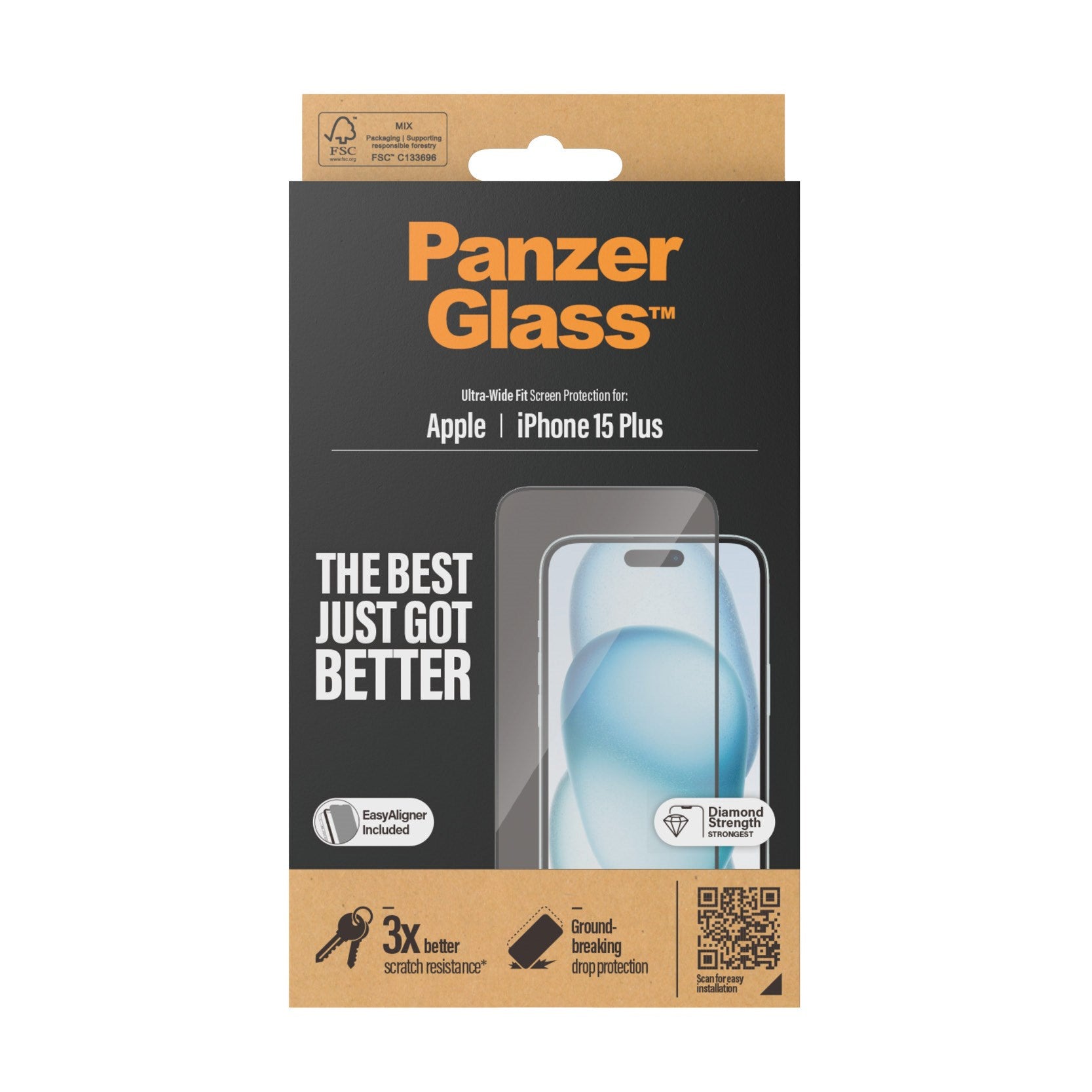 PanzerGlass® Screen Protector iPhone 15 Plus | Ultra-Wide Fit w. EasyAligner