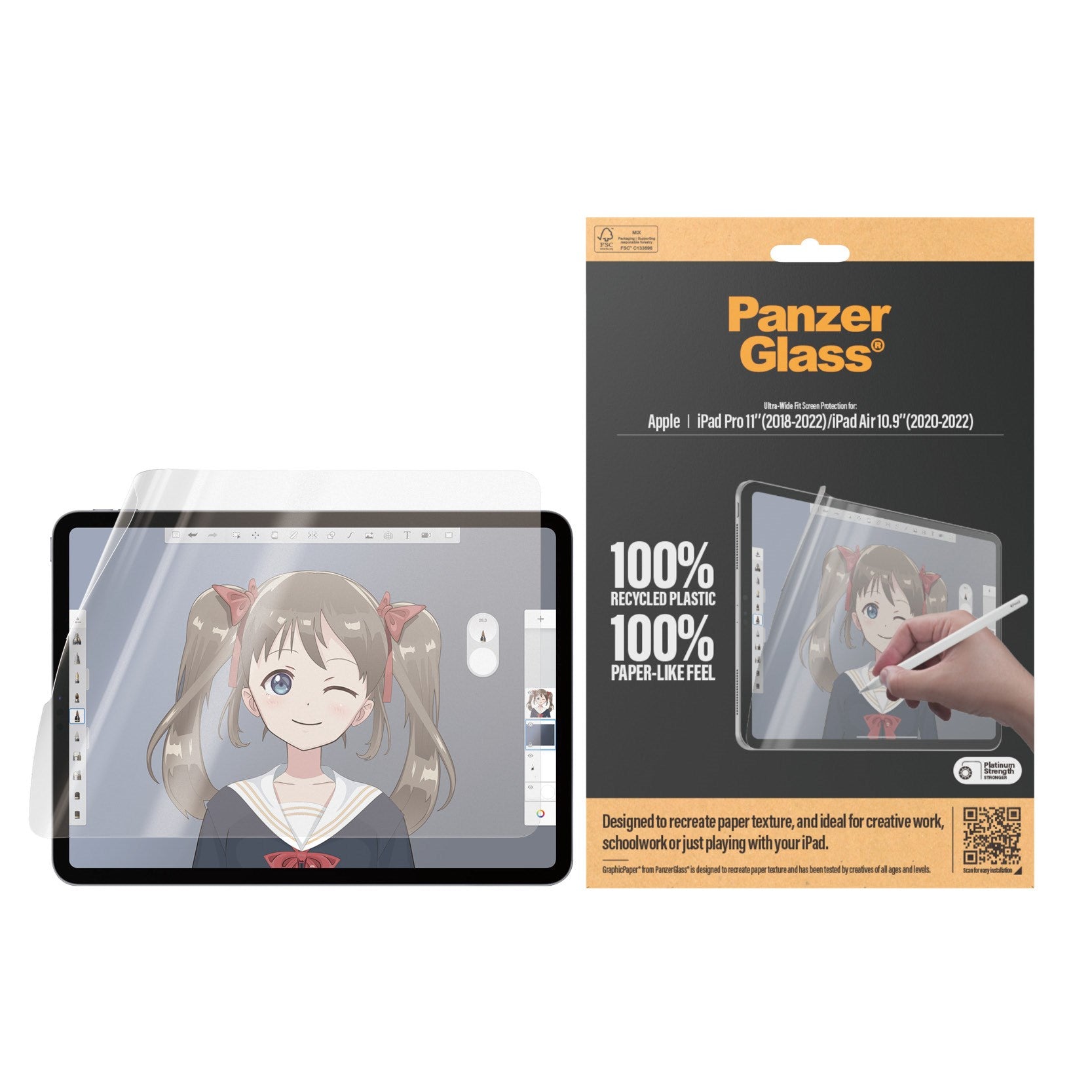 PanzerGlass® GraphicPaper® Screen Protector iPad Pro 11'' (2018-2022) | iPad Air 10.9'' (2020-2022) | Ultra-Wide Fit