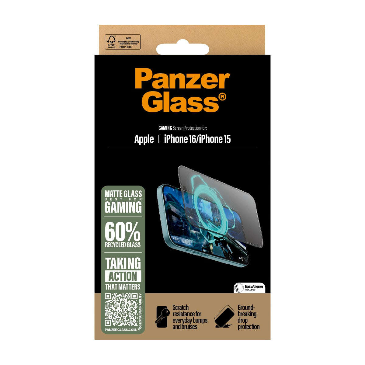 PanzerGlass® Gaming Screen Protector iPhone 16 | 15 | Ultra-Wide Fit
