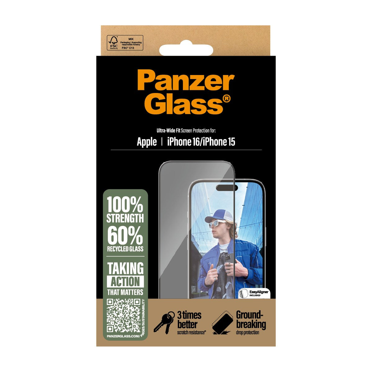 PanzerGlass® Screen Protector iPhone 16 | 15 | Ultra-Wide Fit