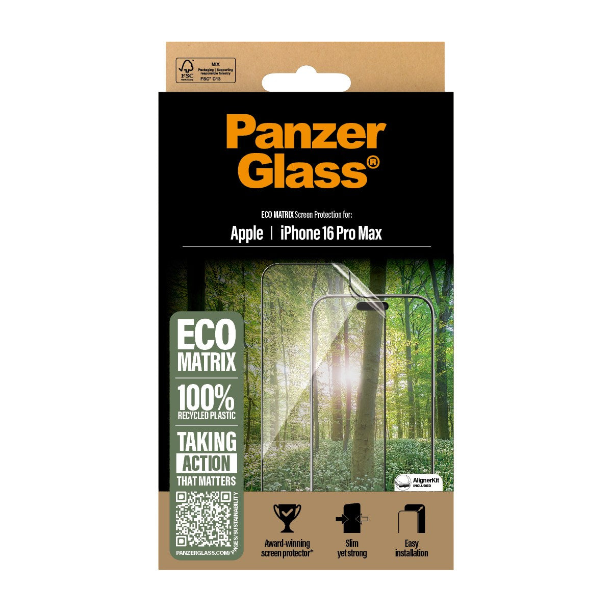PanzerGlass® ECO MATRIX Screen Protector iPhone 16 Pro Max | Ultra-Wide Fit