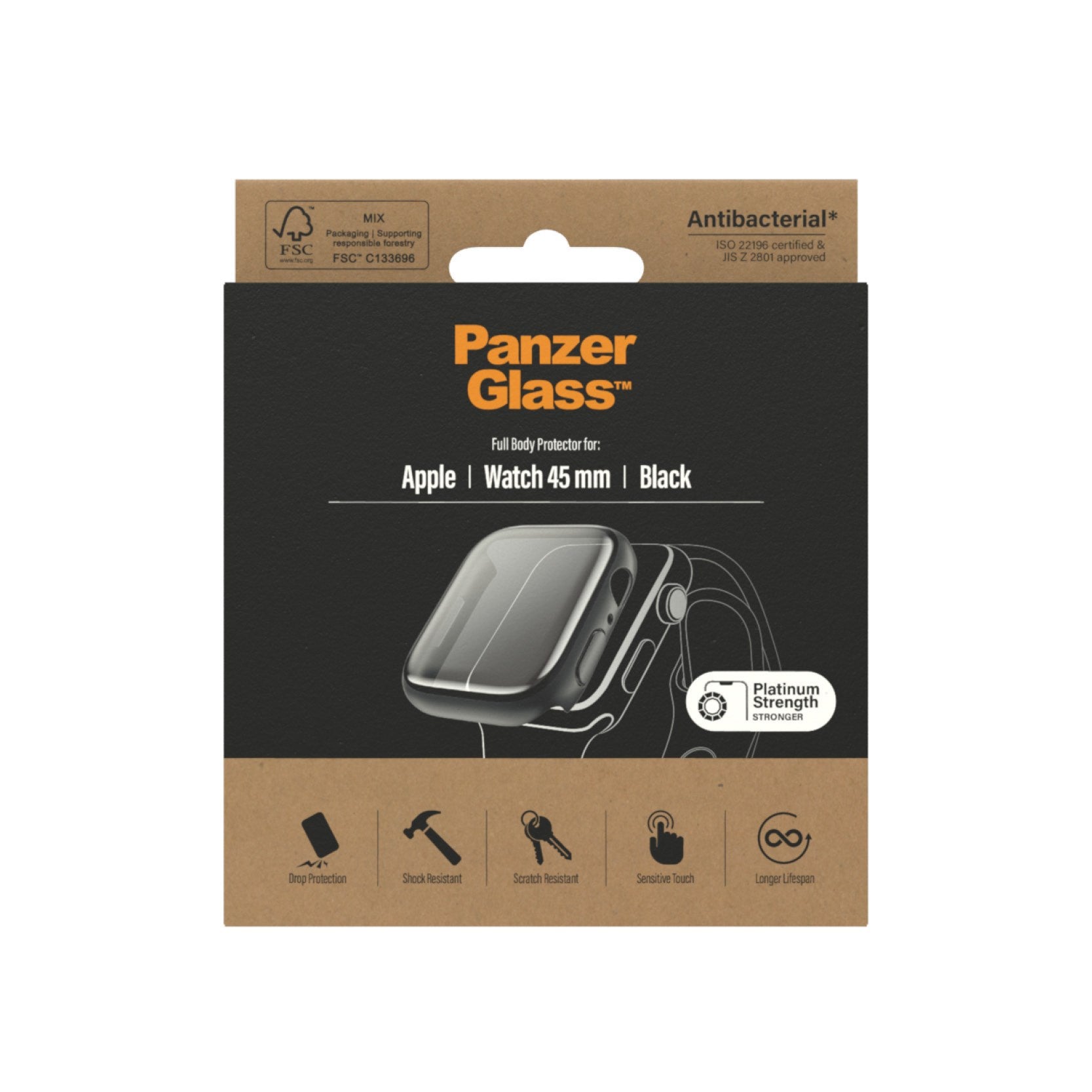 PanzerGlass® Screen Protection Full Body Apple Watch Series 9 | 8 | 7 | 45mm | Black
