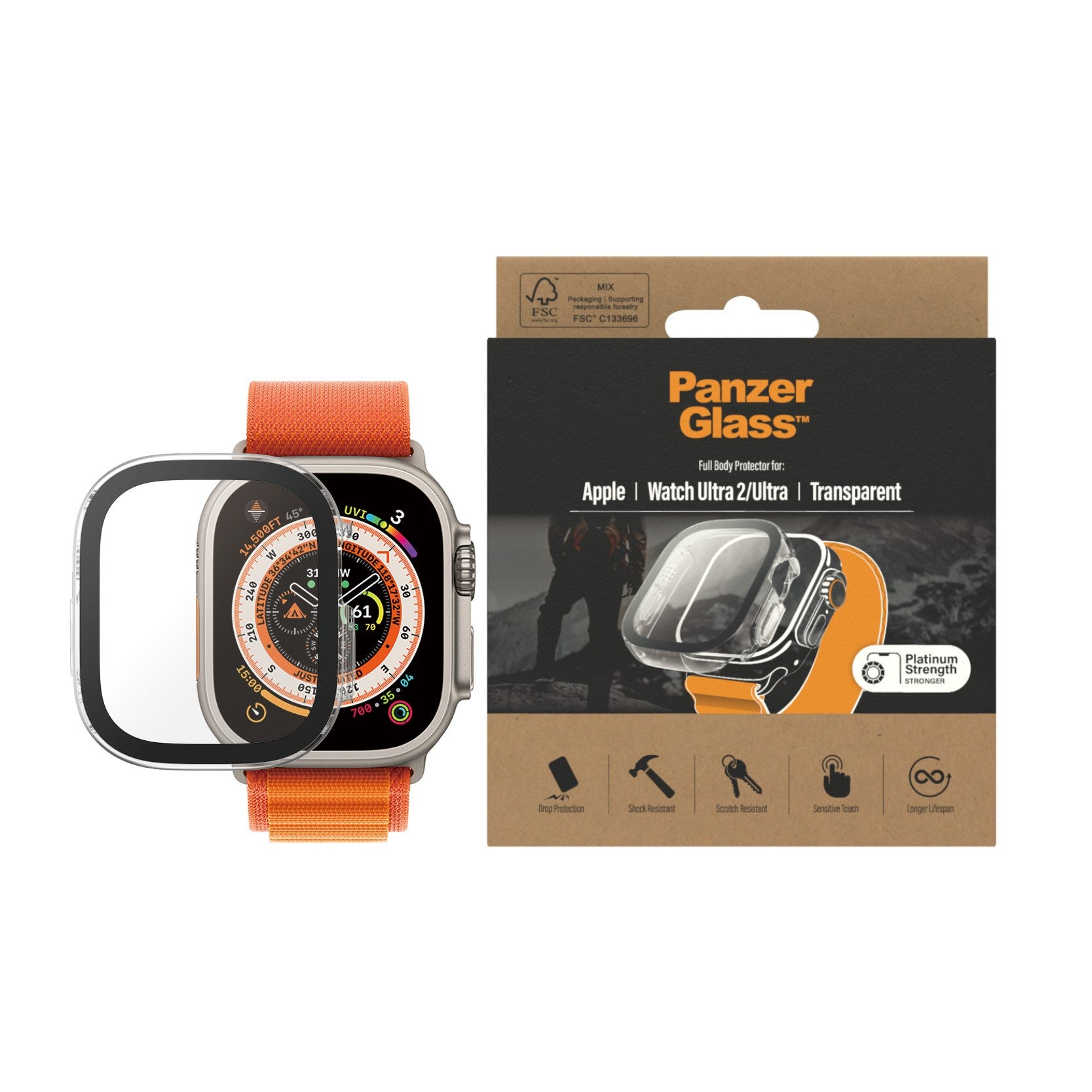 PanzerGlass® Screen Protector Full Body Apple Watch Ultra 2 | Ultra | 49mm | Transparent